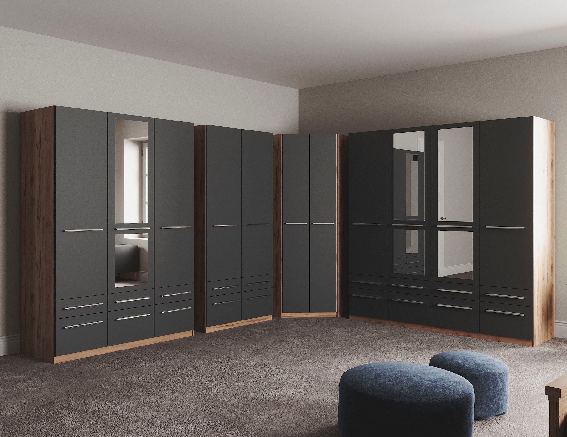 Thumbnail - priess Kleiderschrank "Schrank Garderobe Wäscheschrank Barcelona in 5 Breiten" viel Stauraum, geräumige Schubkästen, mit...