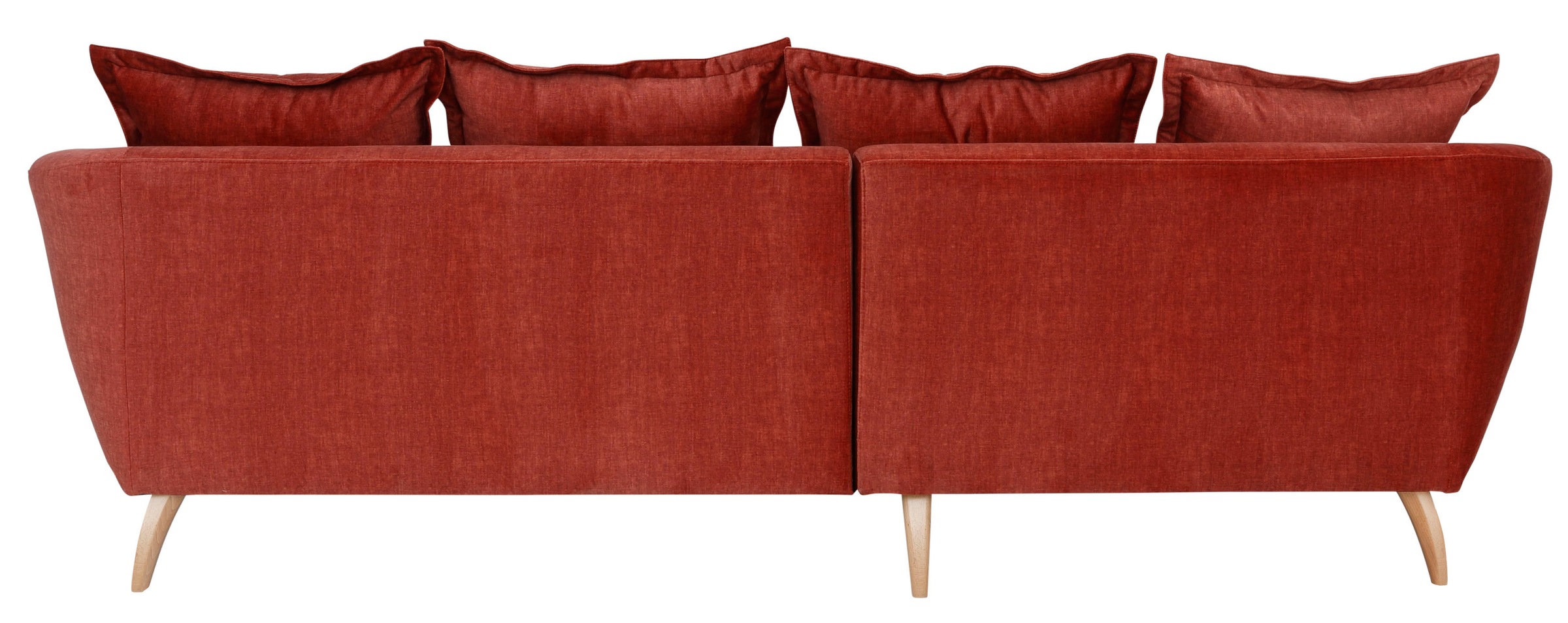 Ecksofa HOME AFFAIRE "Baggio formschöne Polsterecke, bequem, Breite 277cm, L-Form", orange (koralle), B:277cm H:80cm T:162cm, Sofas, Ecksofa, Zierkissen inklusive 3