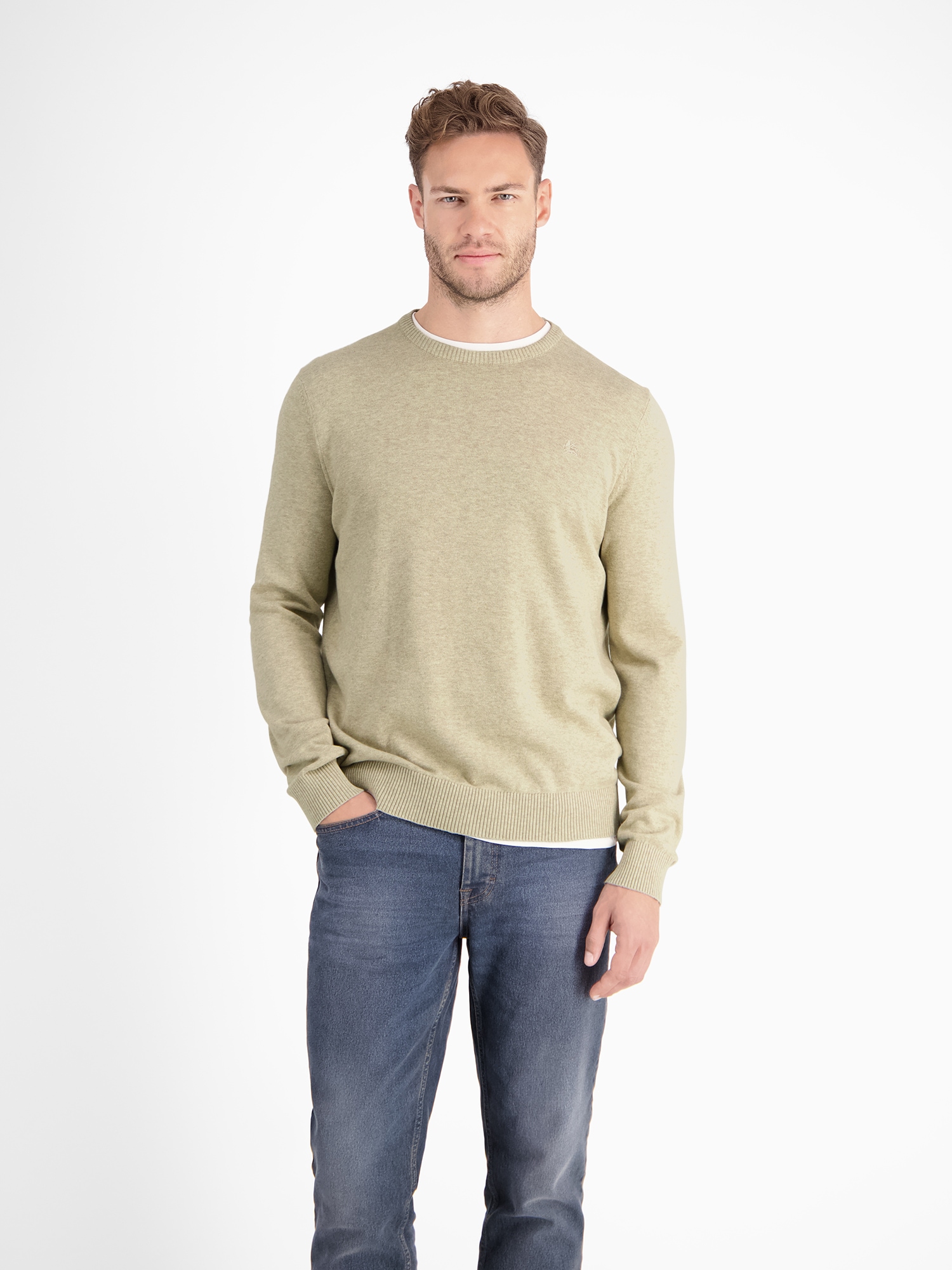 LERROS 1100000002199 "Herren Strickpullover aus Baumwolle mit Crewneck Ausschnitt" Weicher Strick-Pullover, Rundhalsausschnitt, lange Ärmel, pflegeleicht
