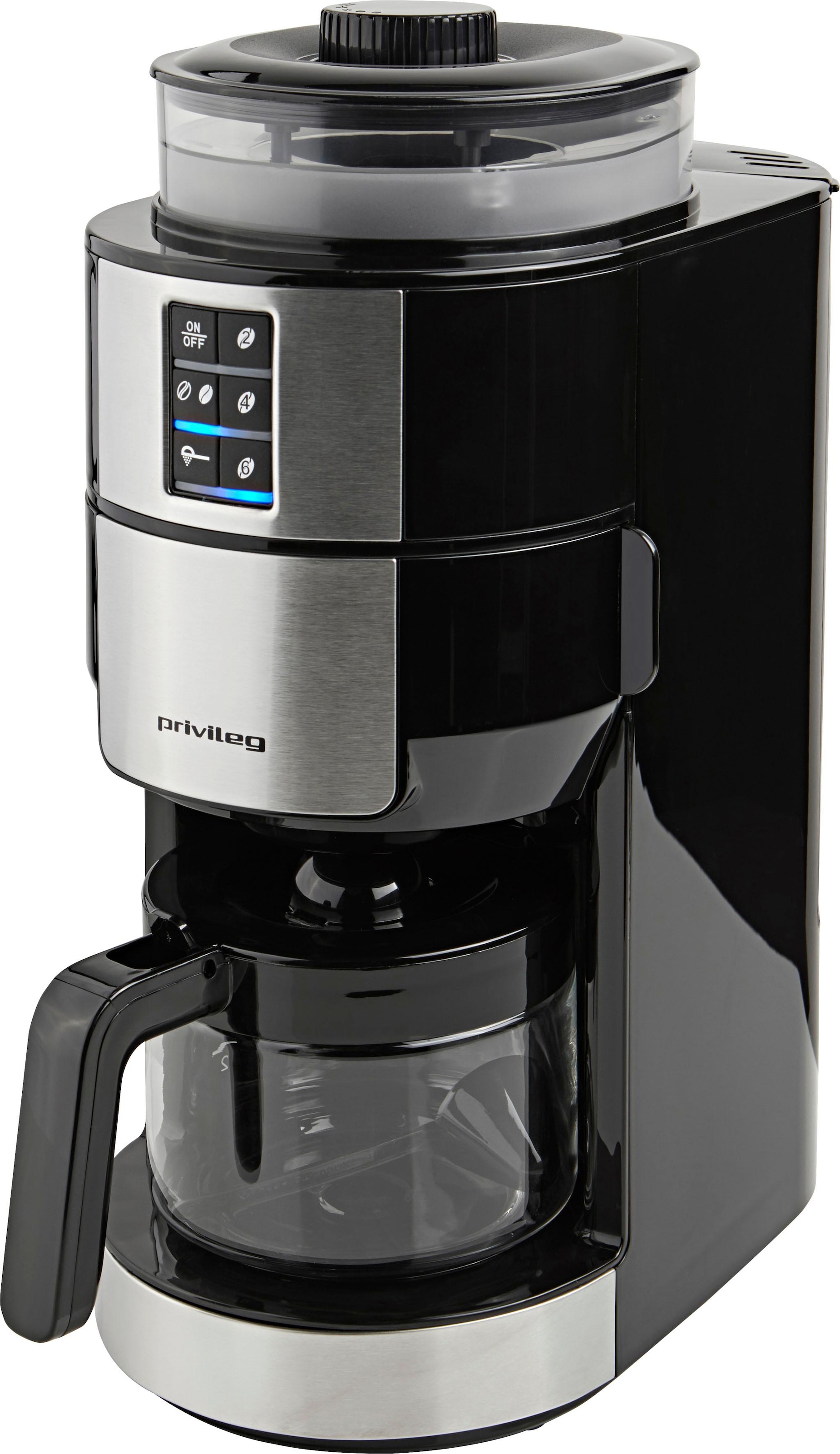 Privileg Kaffeemaschine mit Mahlwerk »CM1121-GS«, Papierfilter, 1x2, Individueller Mahlgrad, programmierbare Kaffeestärke, Warmhalteplatte