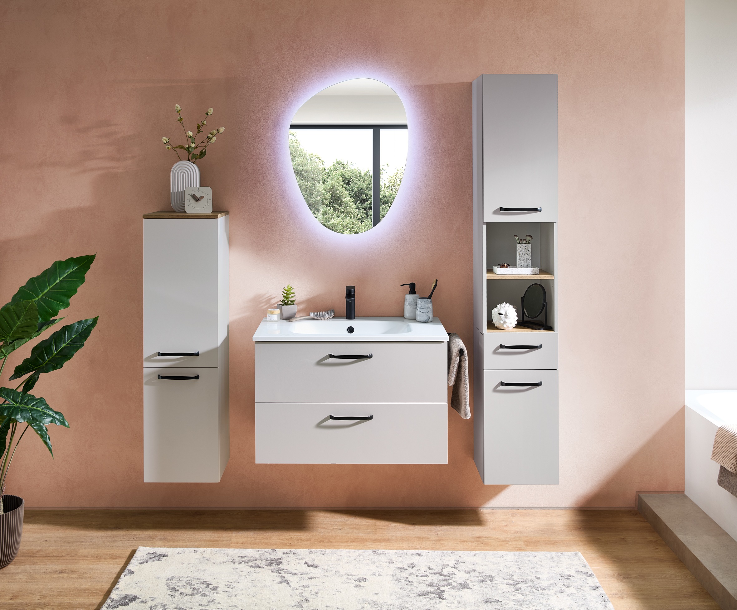 Saphir Badmöbel-Set "Quickset 500, Waschtischunterschrank mit Mineralmarmor günstig online kaufen