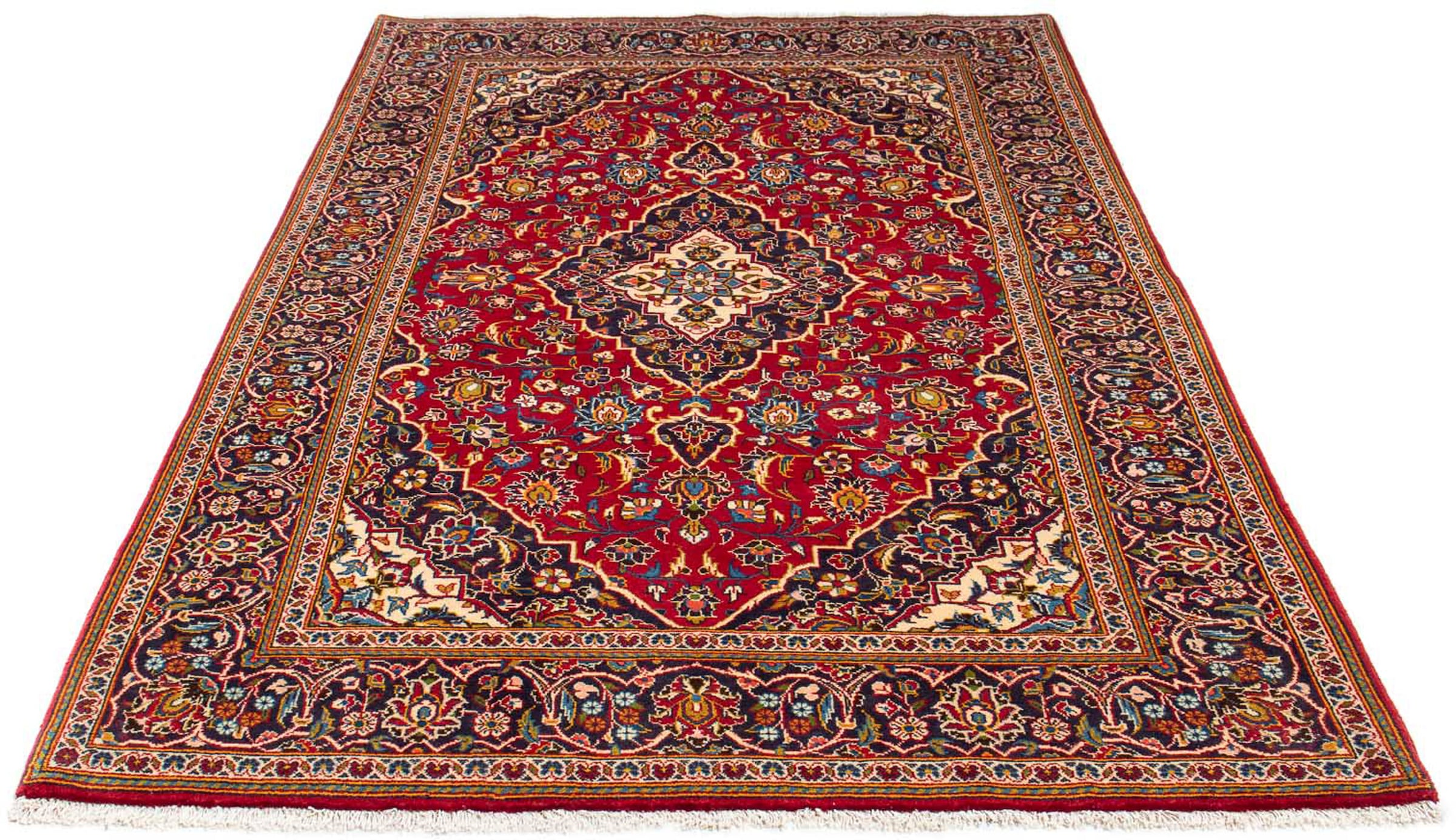 morgenland Orientteppich "Perser - Keshan - 226 x 137 cm - rot", rechteckig, 10 mm Höhe, Wohnzimmer, Handgeknüpft, Einze