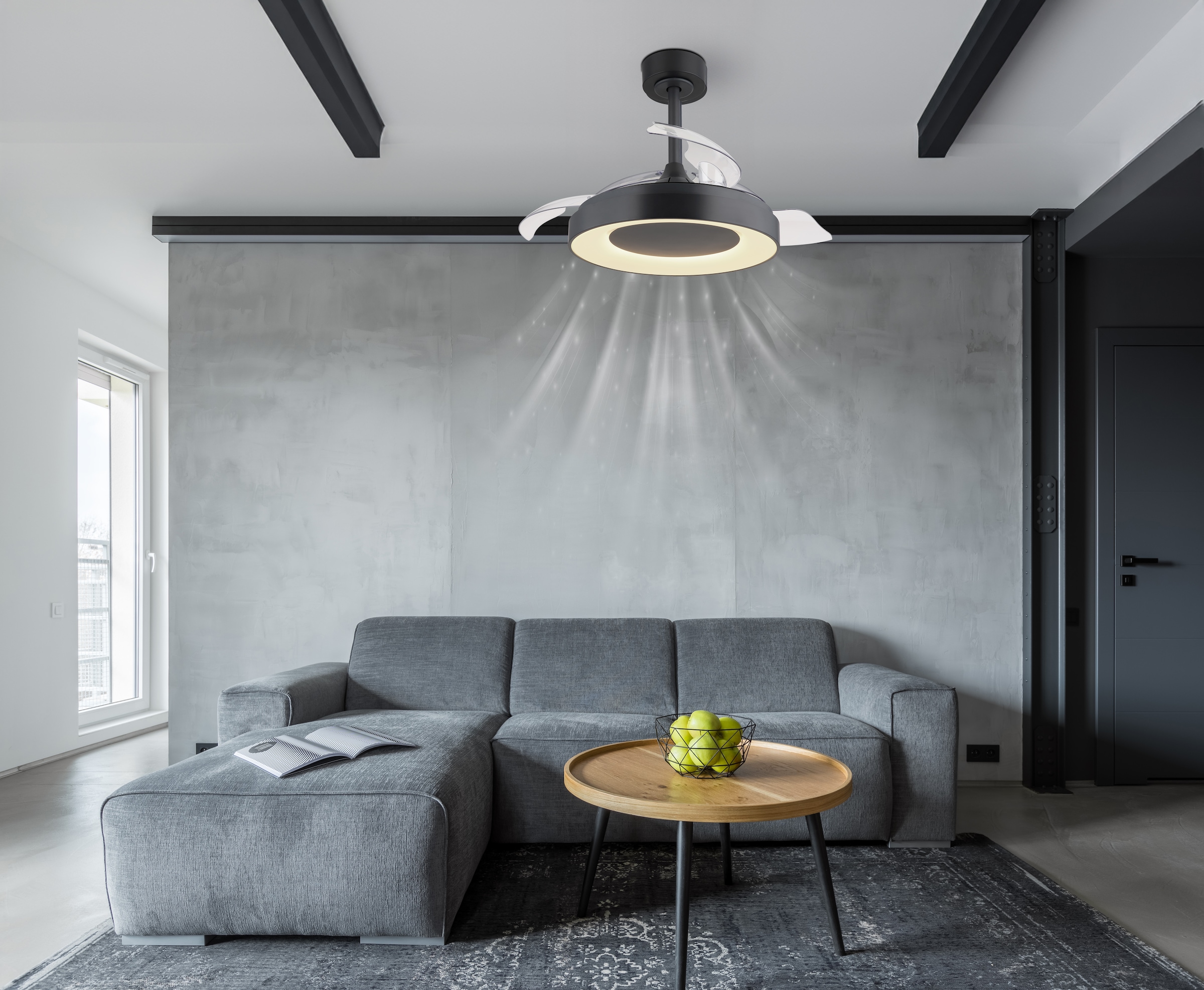 GLOBO LIGHTING Deckenleuchte »ELINA«, Leuchtmittel LED-Modul | LED fest integriert, Ventilator / Schlafzimmer / Wohnzimmer / Arbeitszimmer/ rund /3 Flügel