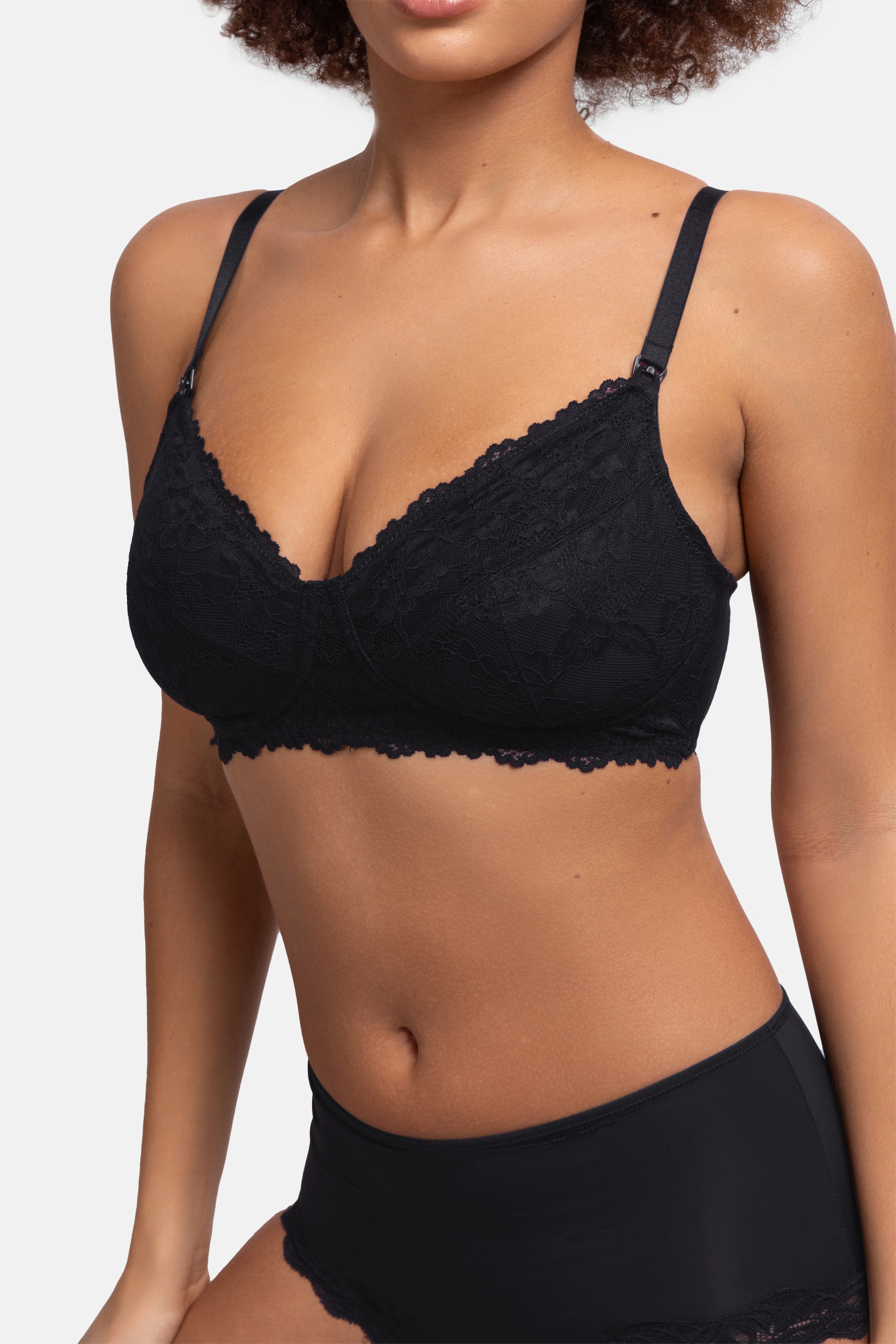 Still-BH DORINA "Valeria Nursing Bra", Damen, Gr. 70, Cup G, schwarz, Spitze, Obermaterial: 89% Nylon, 11% Lyocell, BHs Still-BH, mit Bügel, Stillclips für Einhandbedienung, mit Spitze