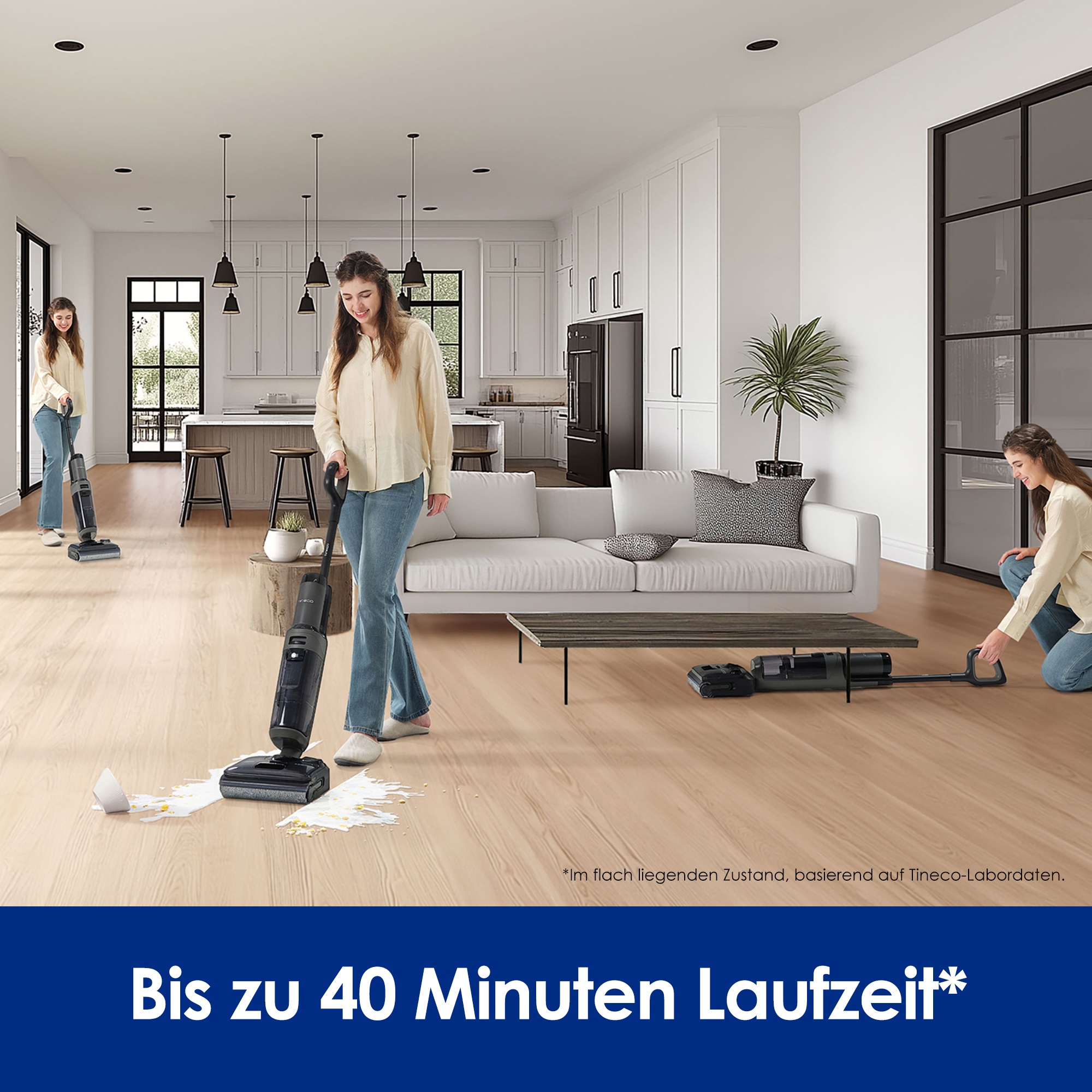 Tineco Nass-Trocken-Sauger »FLOOR ONE i6 Stretch Plus, 85° Grad Heißluft-Trocknung«, 40 Min Akku, 180° Grad Stretch Neigung, Anti-Allergiker