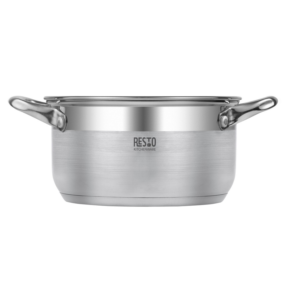 RESTO Kitchenware Kochtopf »Libra, Topf energiesparend und spülmaschinenfest«, Edelstahl 18/10, (2 tlg.), mit hitzebeständigem Glasdeckel und Griffen