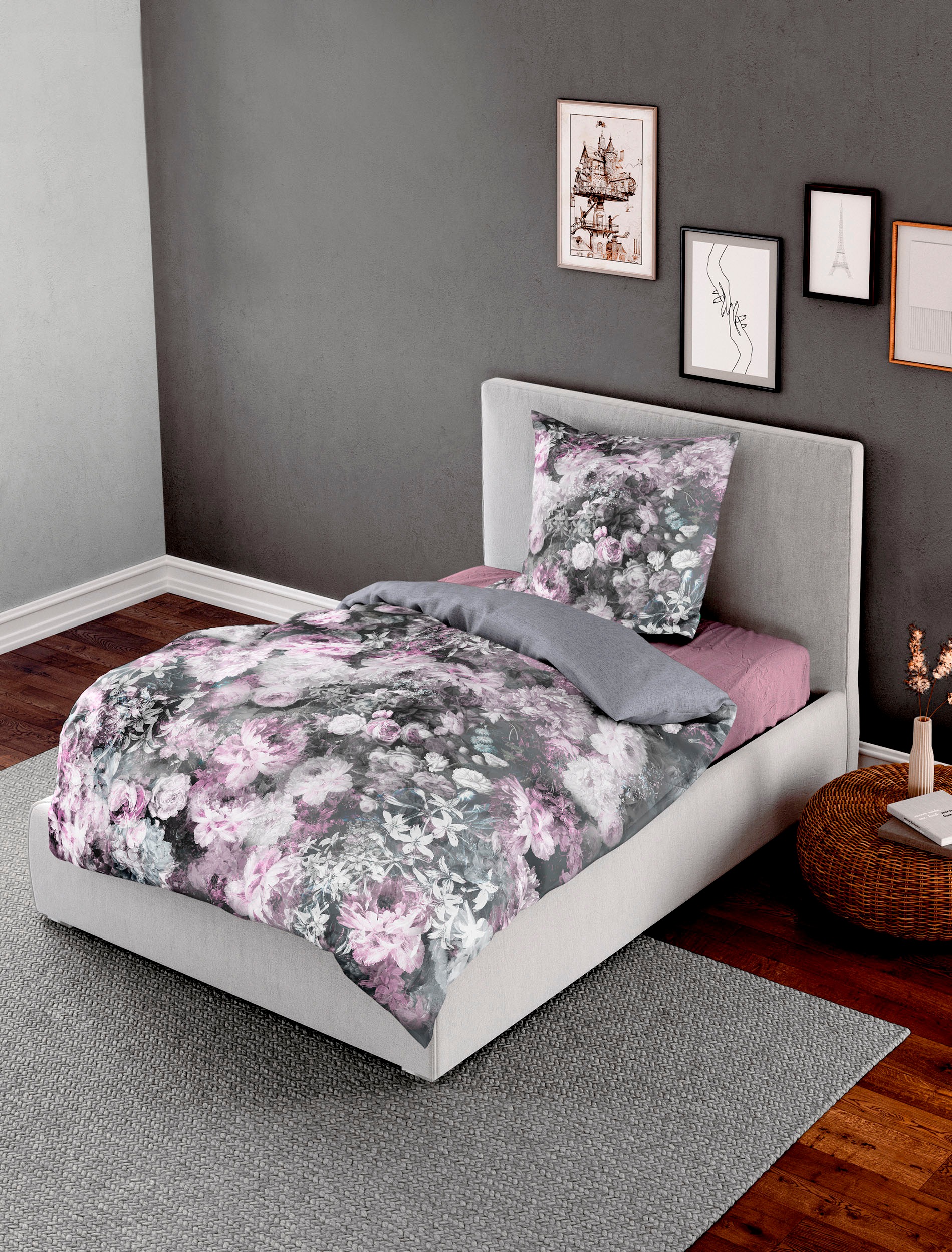 BIERBAUM Bettwäsche "Bunte Blumen in Gr. 135x200 oder 155x220 cm" 2 Stk. tl günstig online kaufen