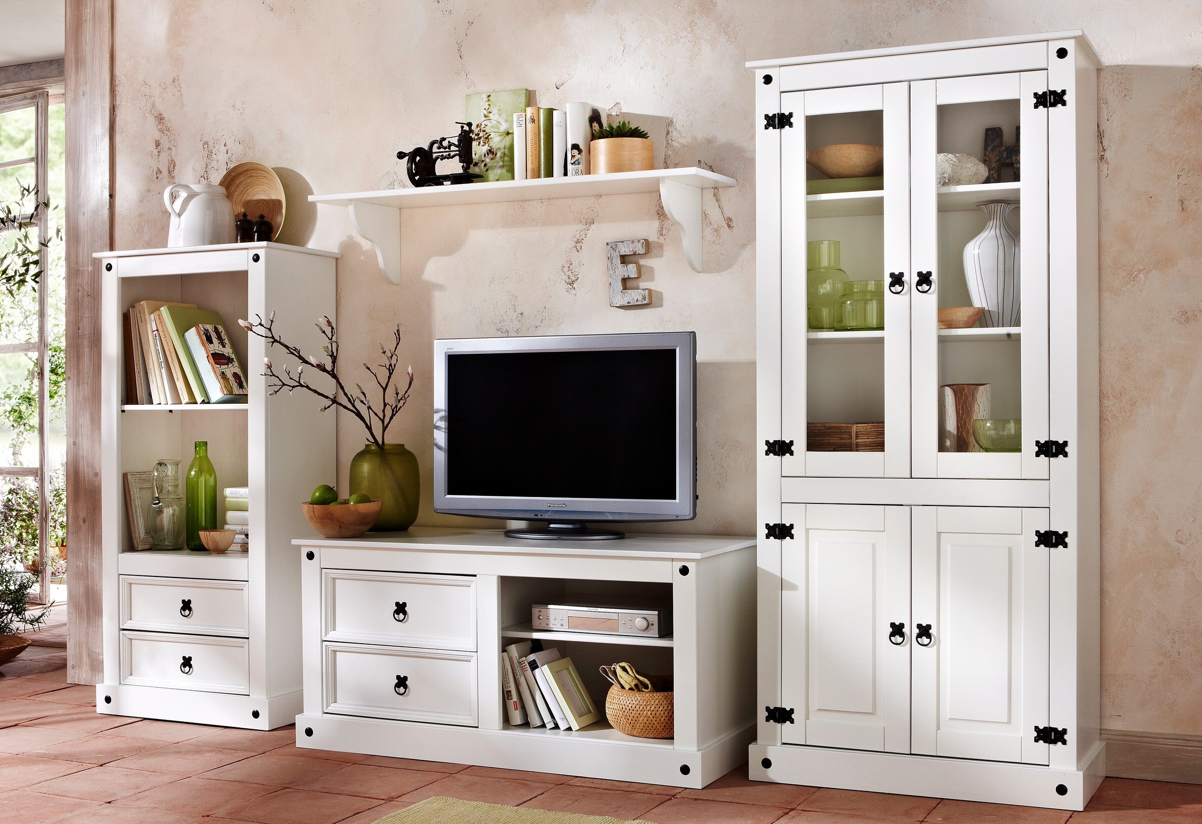 Home affaire Wohnwand Set, 3 Stk. tlg. bestehend aus 1 Vitrine, 1 Lowboard günstig online kaufen