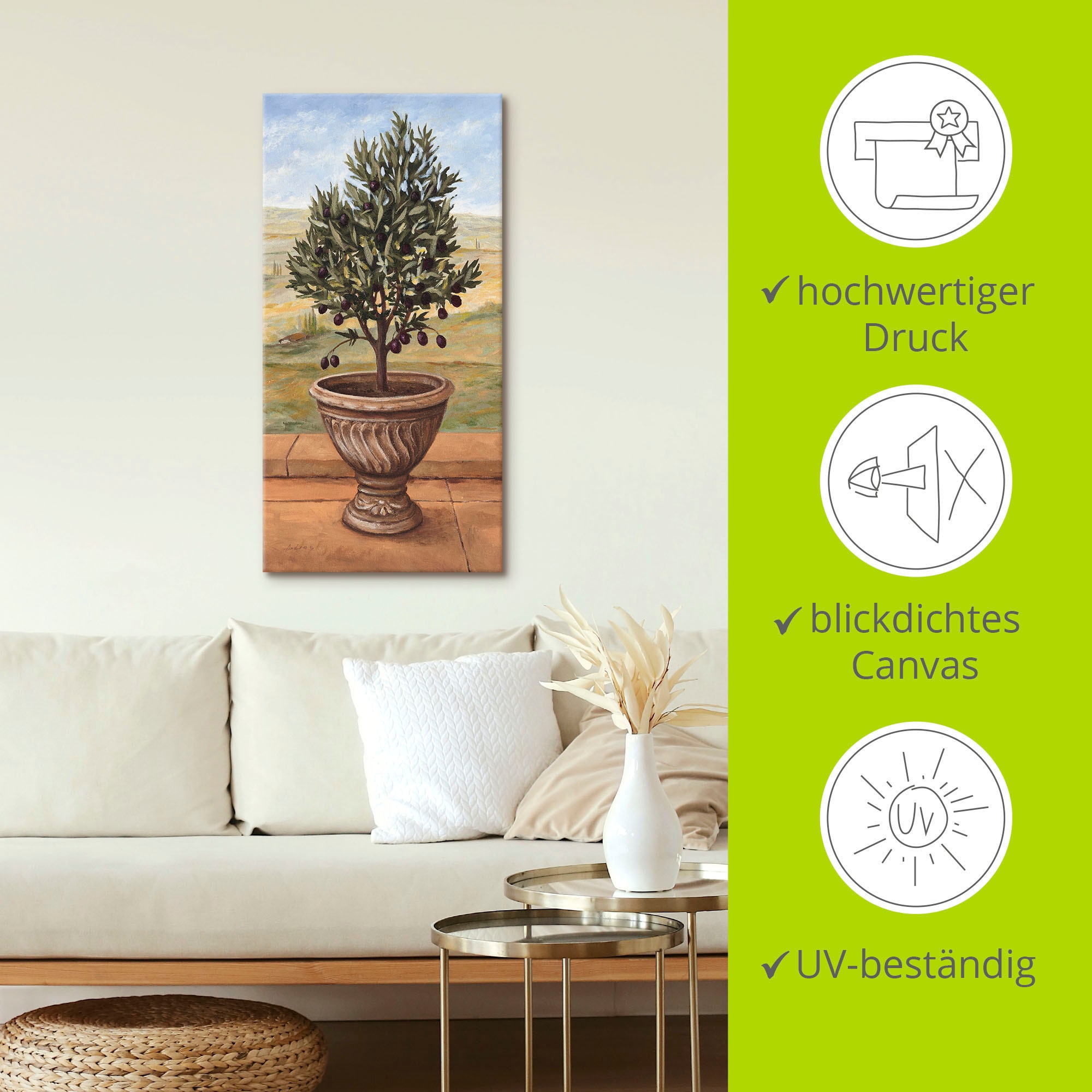 Artland Leinwandbild »Olivenbaum« Pflanzen 1 Stk. tlg. auf Holzrahmen gespannt