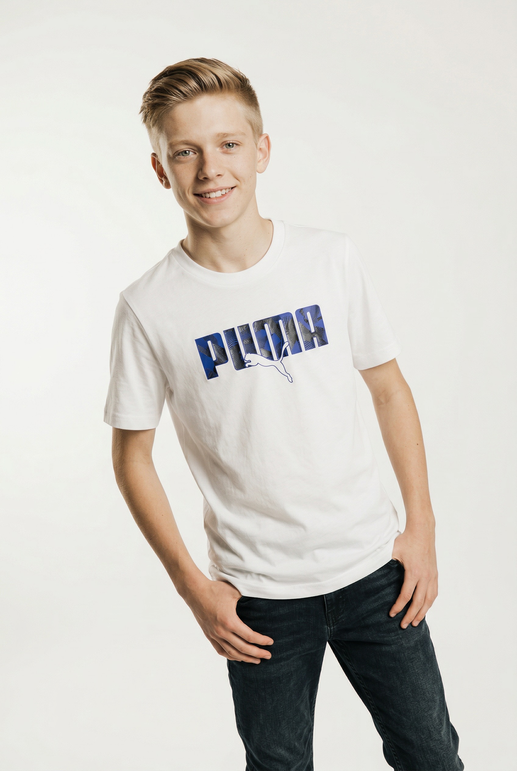 PUMA T-Shirt "ESS LOGO LAB STORY 2 TEE B" Regular Fit, Kurzarm, Rundhalsausschnitt, für Jugendliche