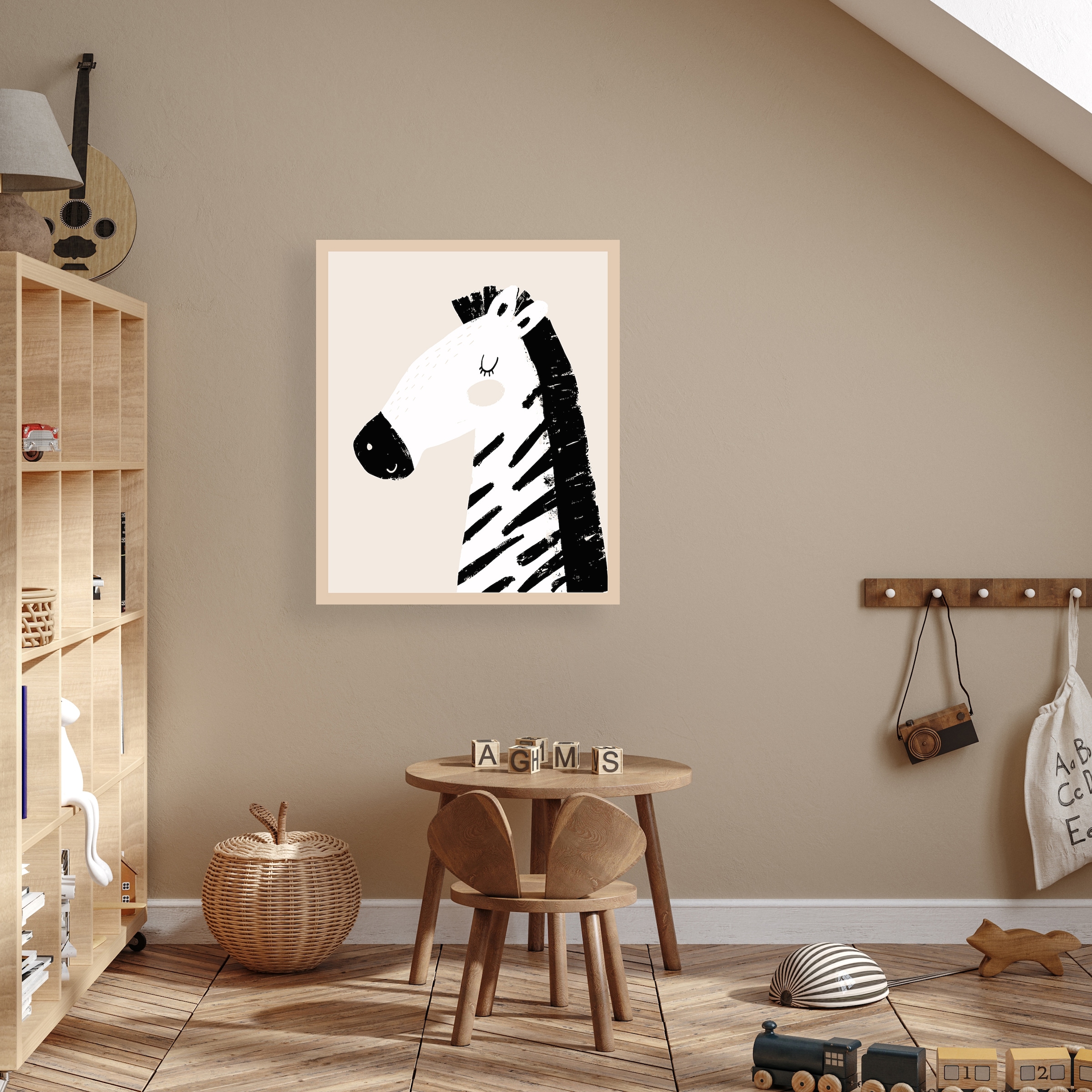 Bild mit Rahmen »Gezeichnete Giraffe im Profil«, Fantasy-Tiere, (1 St.), Premium...