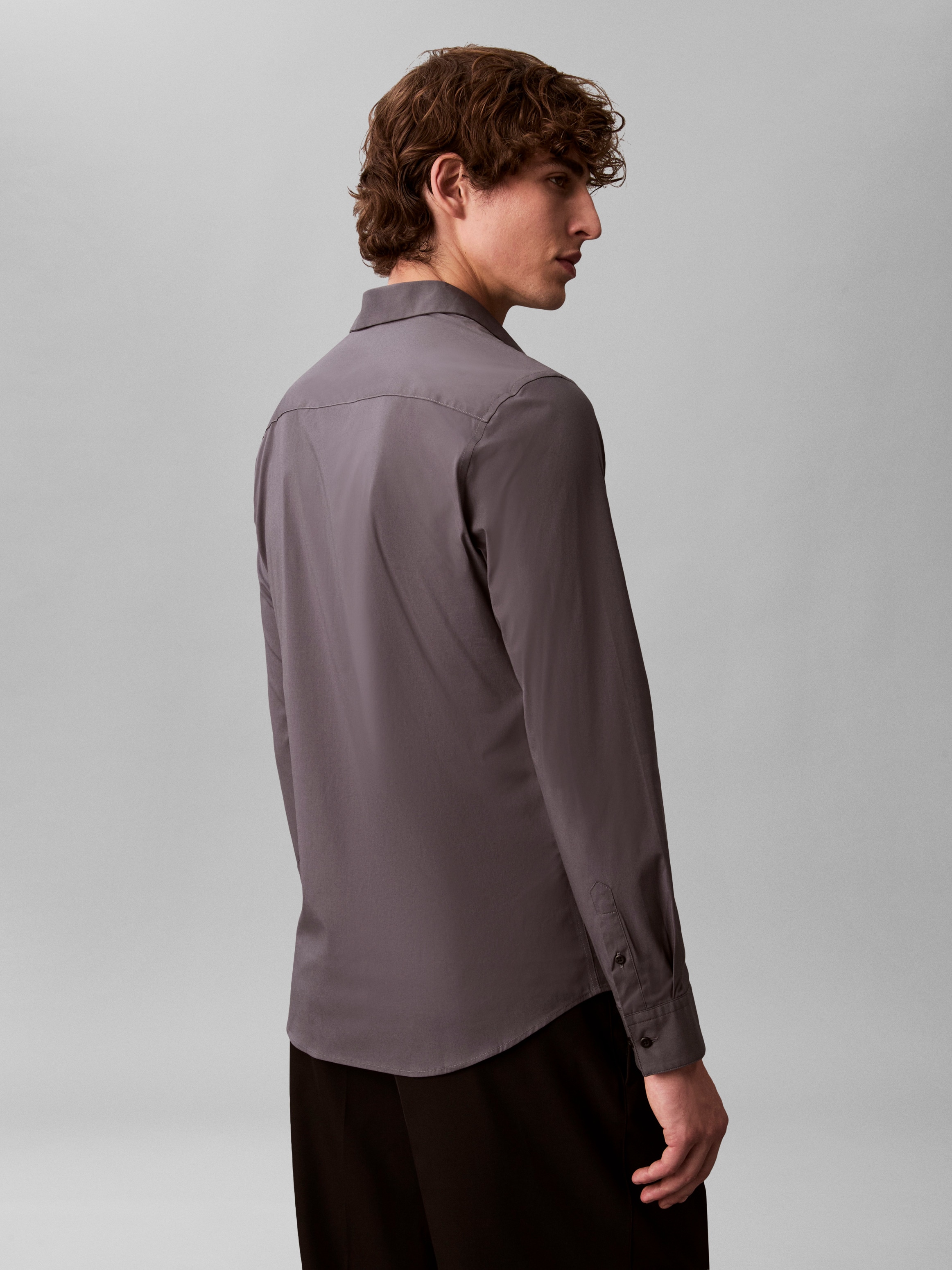 Calvin Klein Jeans Langarmhemd »LONG SLEEVE SOLID STRETCH SLIM SHIRT« slim fit, in Unifarbe