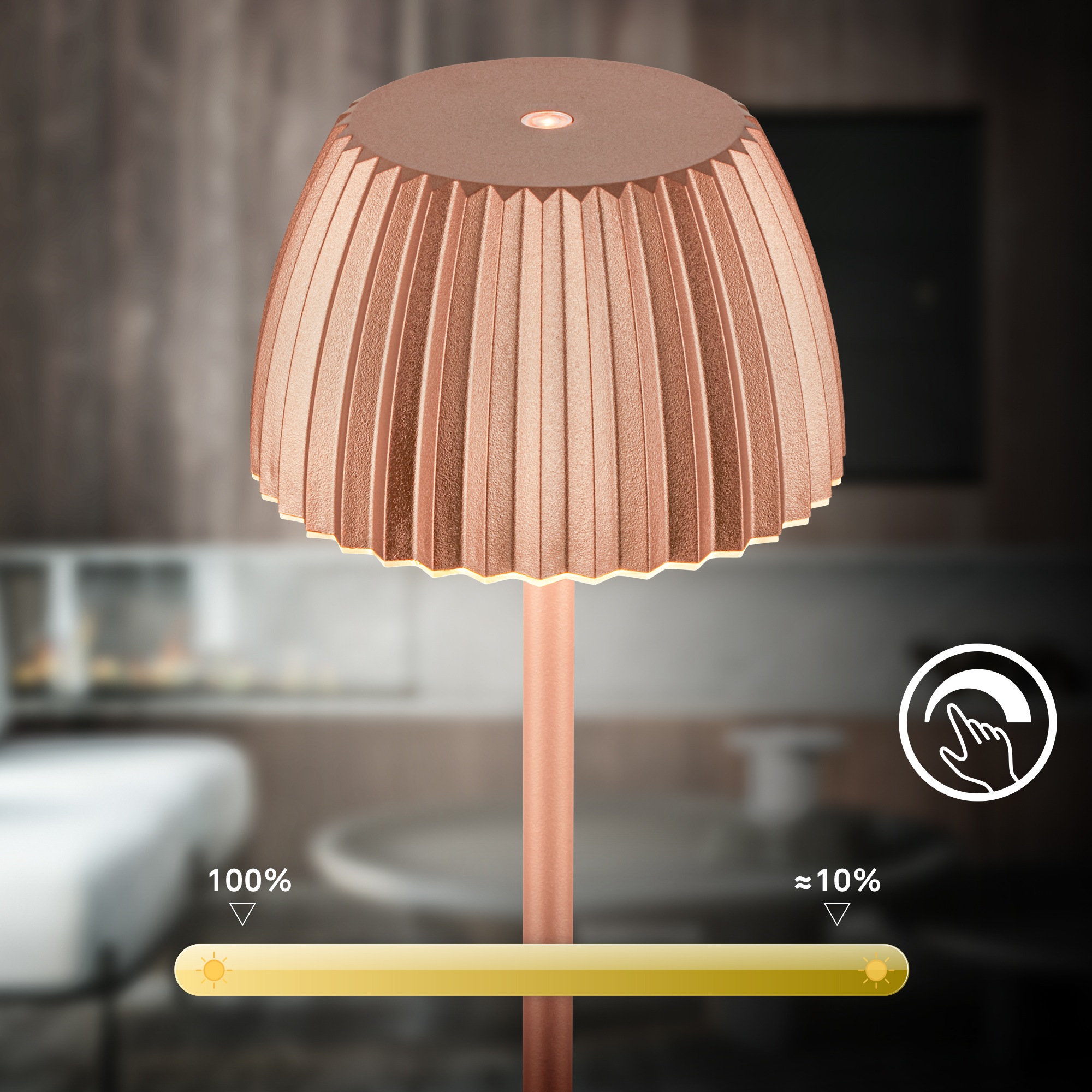 Briloner Leuchten LED Stehlampe »Akku LED Stehleuchte, kupferfarben«