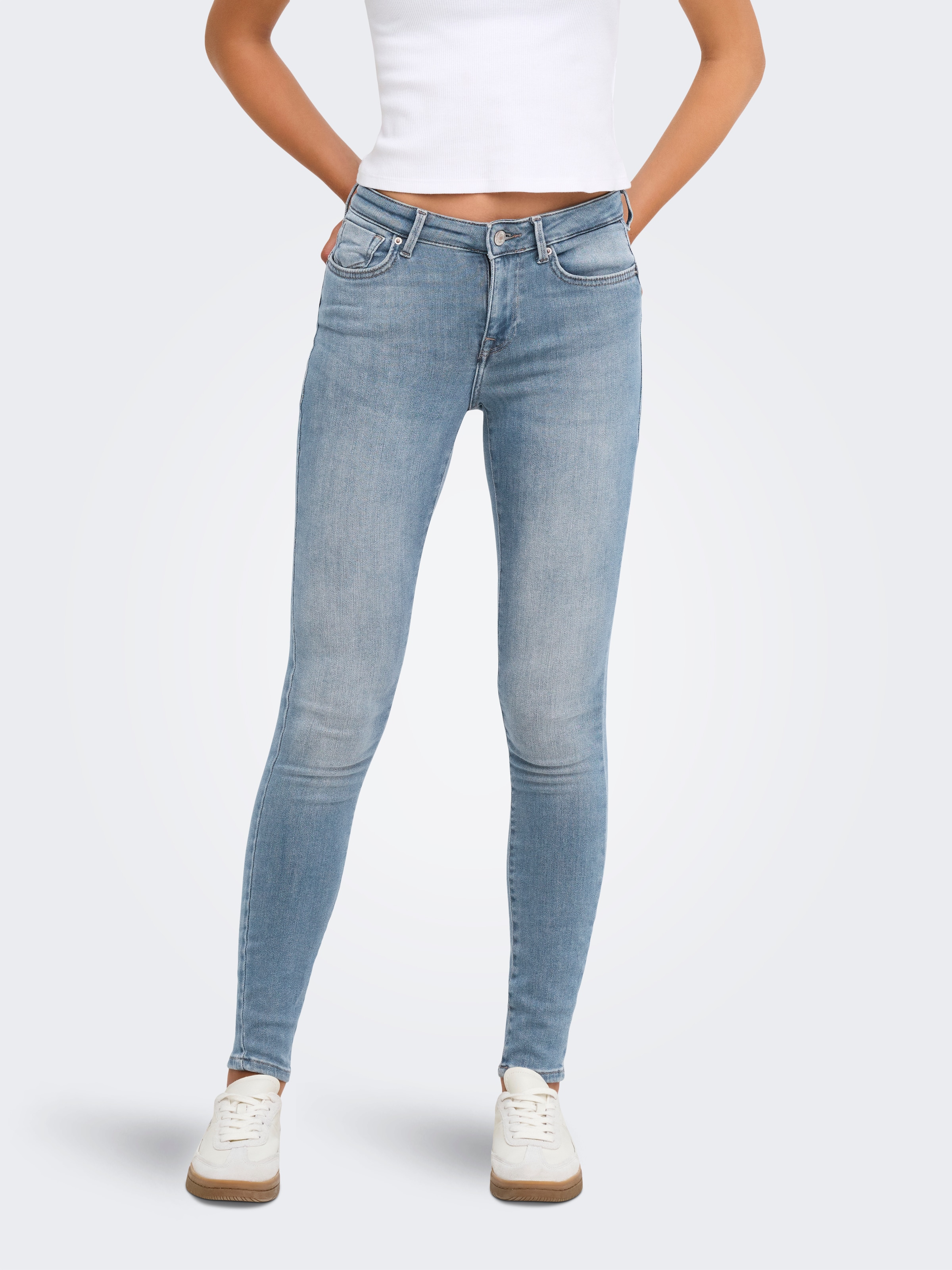 ONLY Skinny-fit-Jeans "ONLPOWER MID SKIN PUSHUP DNM REA968 NOOS" Baumwollmischung, skinny fit