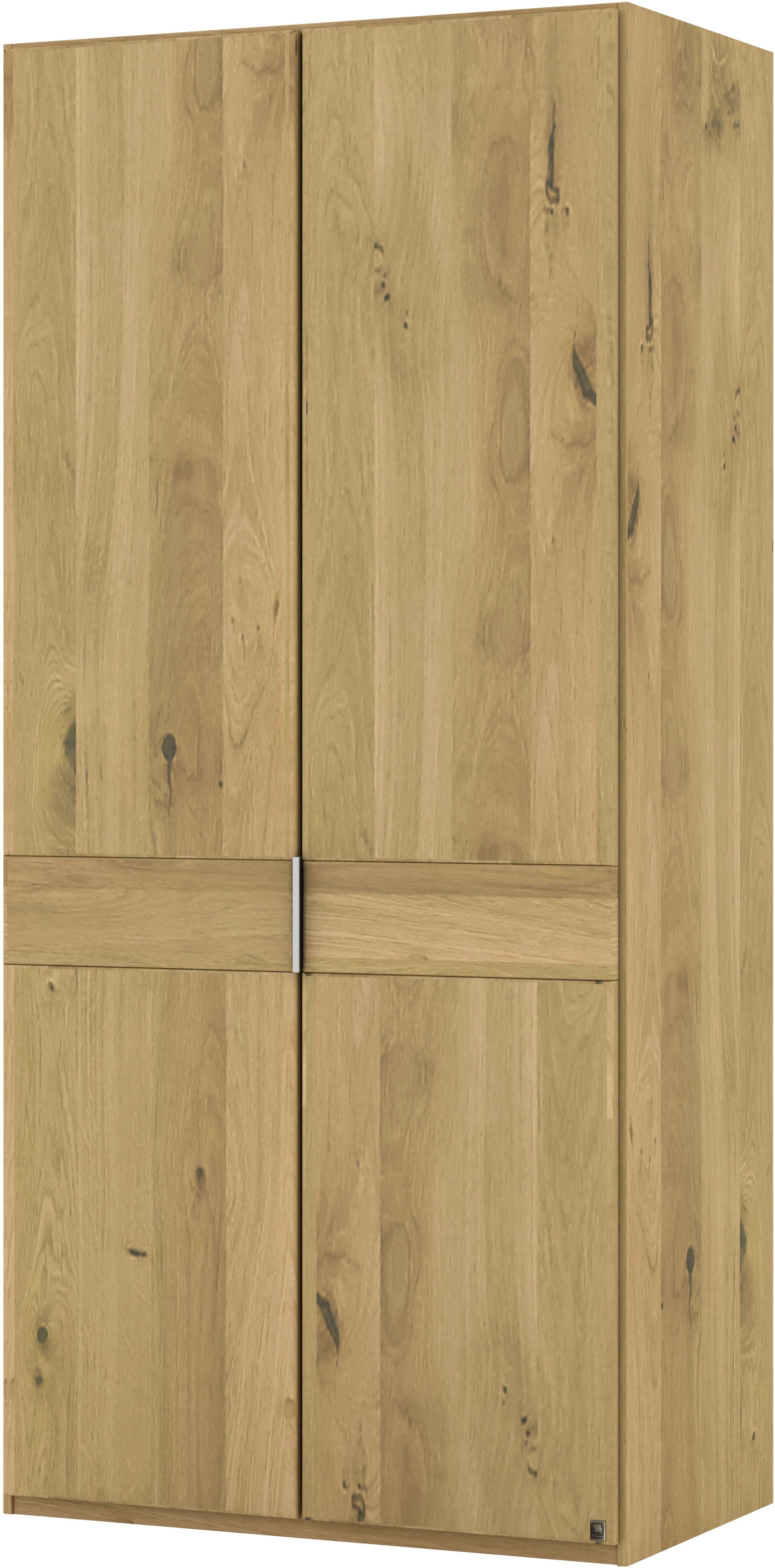 Musterring Drehtürenschrank »Savona, Kleiderschrank, Schrank, Garderobe, teilmassiv Eiche«, (mit Türdämpfern, in 5 Breiten & 2 Höhen, extra Böden, MADE IN GERMANY), Türen in Bianco-Eiche massiv, mit Querriegel, verschiedene Größen