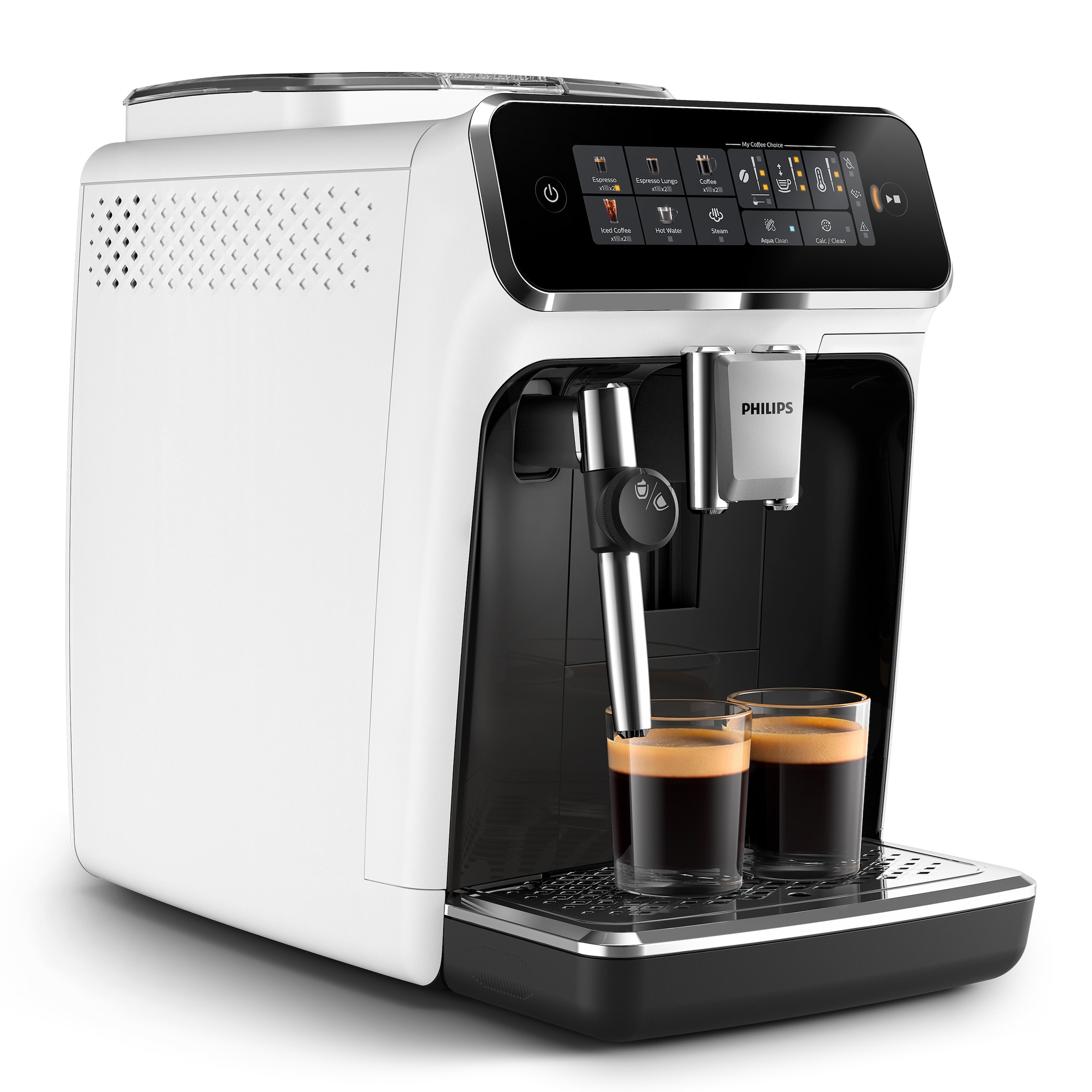 Philips Kaffeevollautomat »EP3323/40 3300 Series«, 5 Kaffeespezialitäten, mit klassischem Milchaufschäumer, Weiß/Schwarz