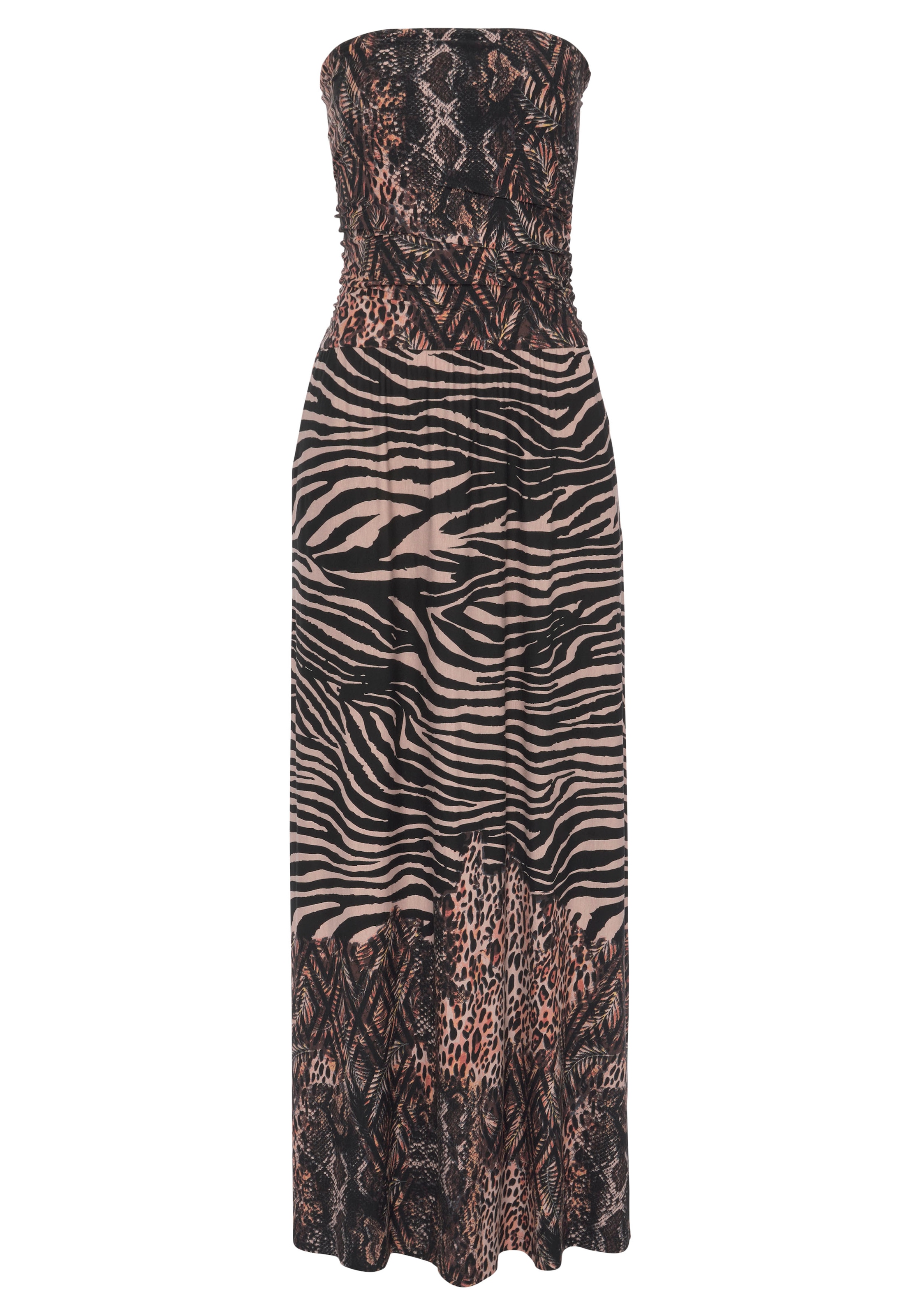 LASCANA Maxikleid, mit Animalprint, Bandeau-Kleid, Sommerkleid, schulterfrei