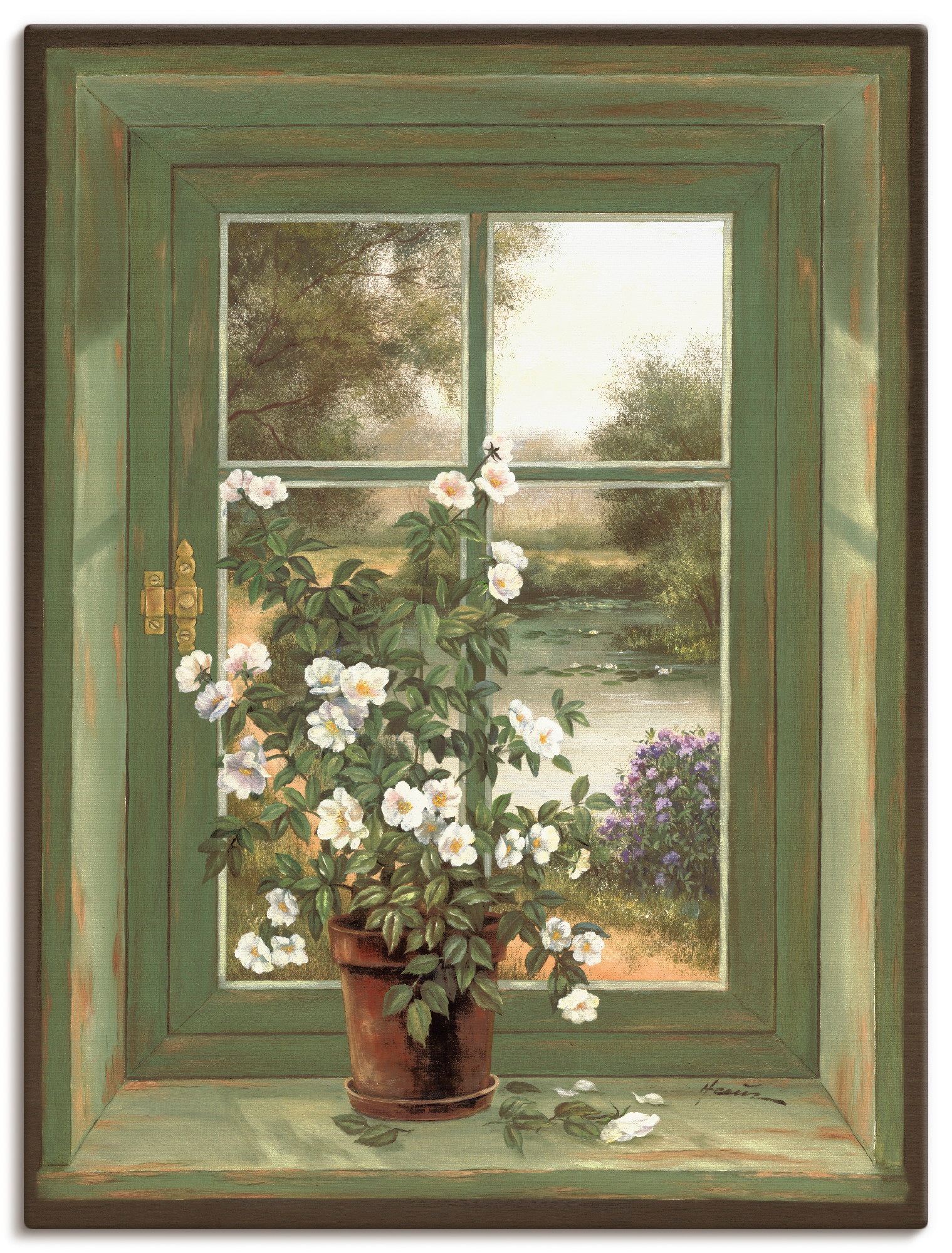 Artland Wandbild »Wildrosen am Fenster«, Arrangements, (1 St.), als Alubild, Outdoorbild, Leinwandbild, Poster, Wandaufkleber