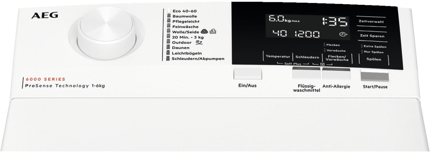 AEG Waschmaschine Toplader 6000 »LTR6A360TL« 6 kg 1300 U/min Anti-Allergie-Programm: Entfernt zuverlässig Viren und Bakterien