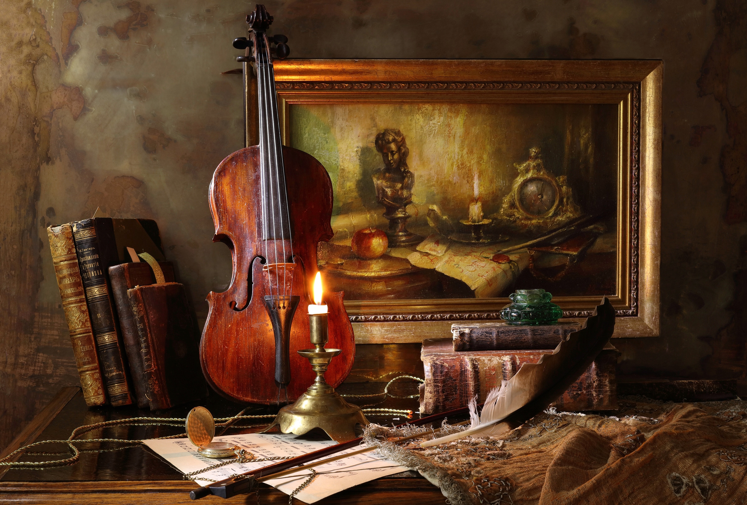 Papermoon Fototapete "Photo-Art ANDREY MOROZOV, STILLLEBEN MIT VIOLINE UND MALEREI"