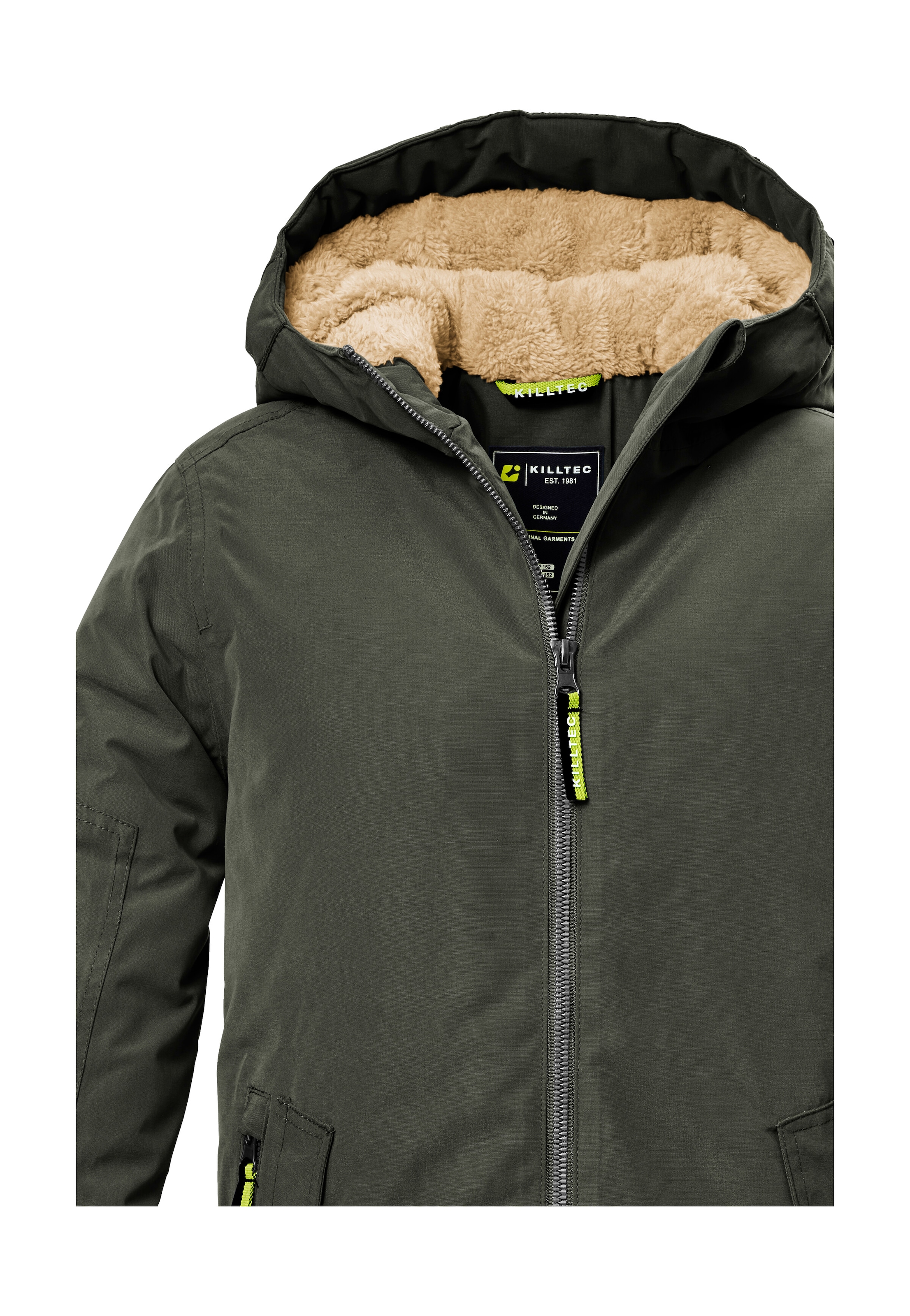 Killtec Funktionsjacke »KOW 377 BYS JCKT«, Wasserdichte Funktionsjacke mit Kapuze, warmem Futter und Kinnschutz