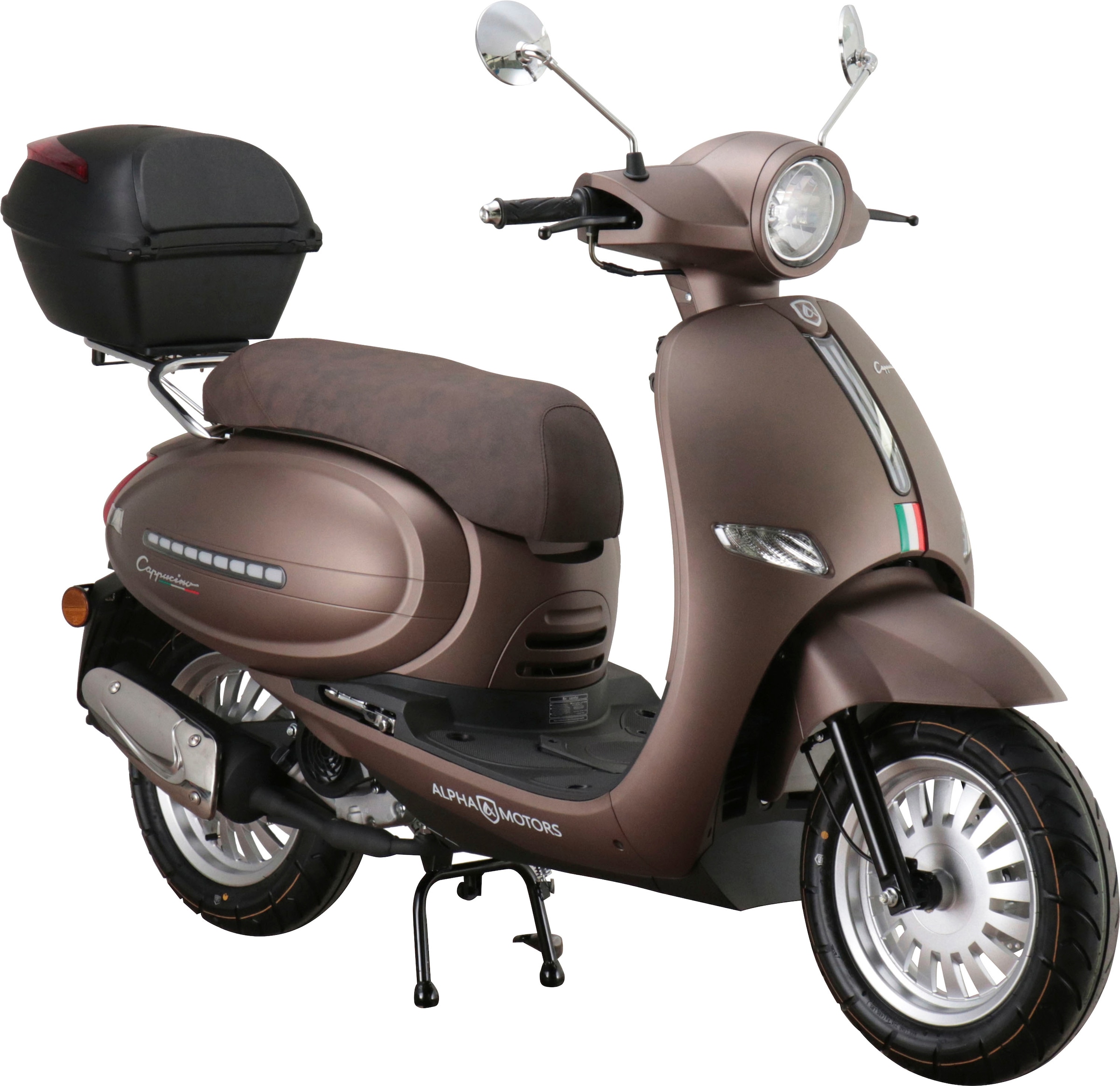 ALPHA MOTORS Motorroller "Cappucino", 85 km/h, braun, Motorroller, inkl. Topcase