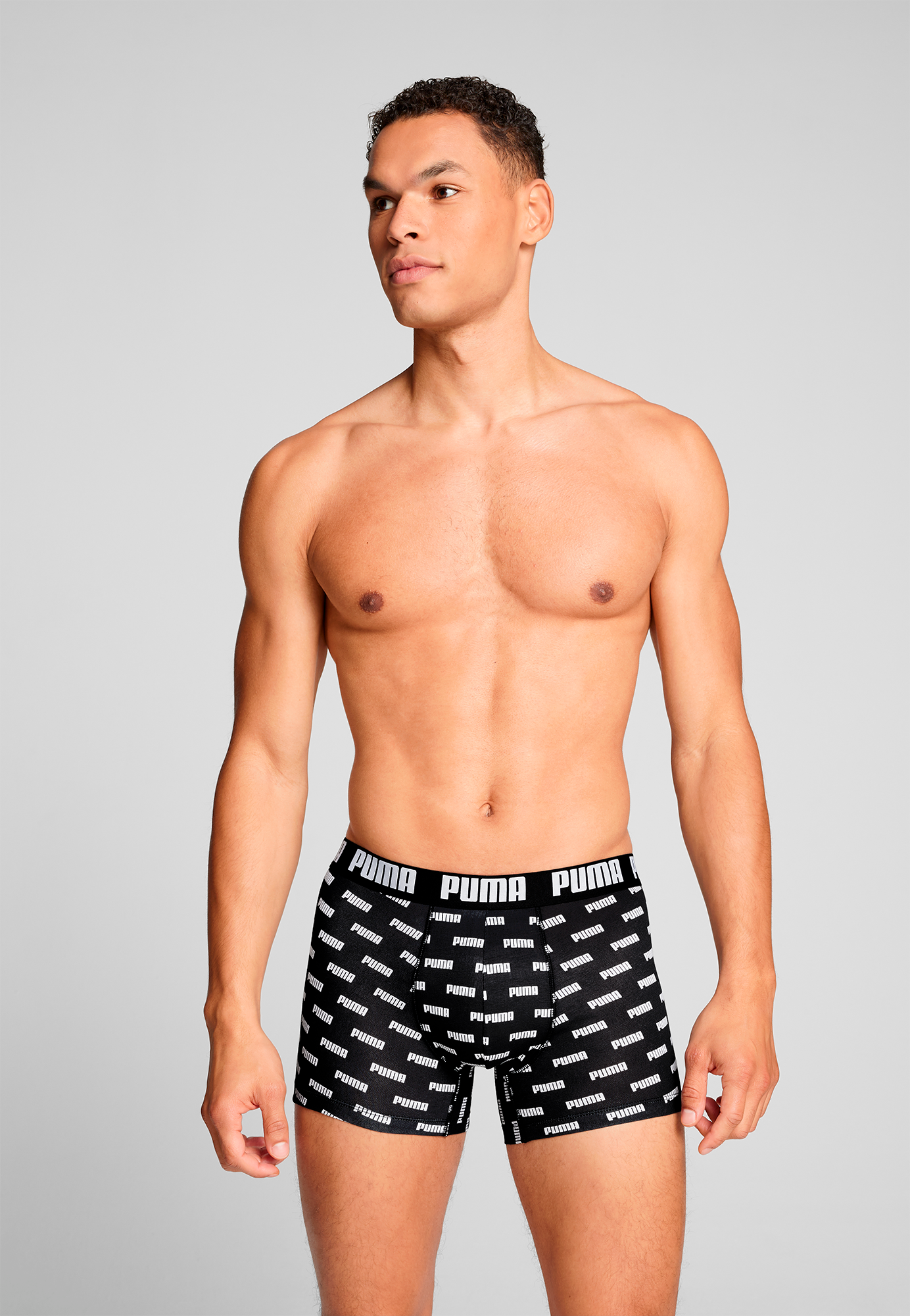 PUMA Boxershorts »PUMA MEN EVERYDAY LOGO PRINT BOXERS 2P«, (2er Pack), 1x uni und 1x allover Logodruck