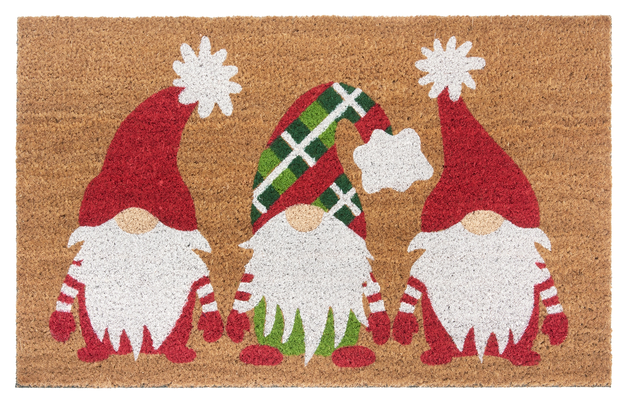 HANSE Home Fußmatte "Mix Mats Kokos Christmas Gnomes, Türmatte" rechteckig 15 mm Höhe Weihnachten, Schmutzfangmatte, Outdoor, Rutschfest, Innen, Kokosmatte