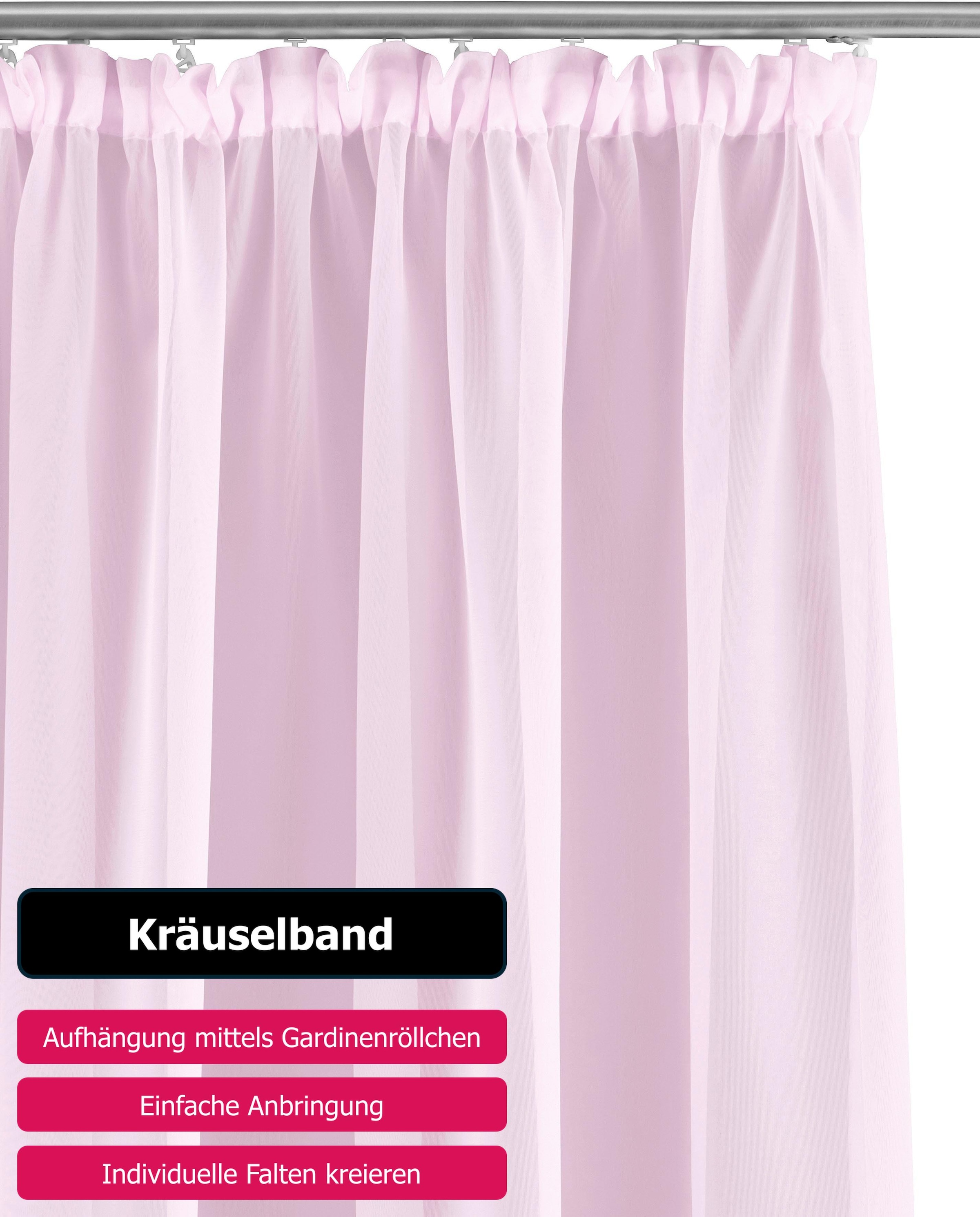 my home Gardine »XANA mit Ösen, Kräuselband oder Schlaufen«, (1 St.), Bestseller, einfarbig, 1 bzw. 2 Schals, pflegeleicht, Schal