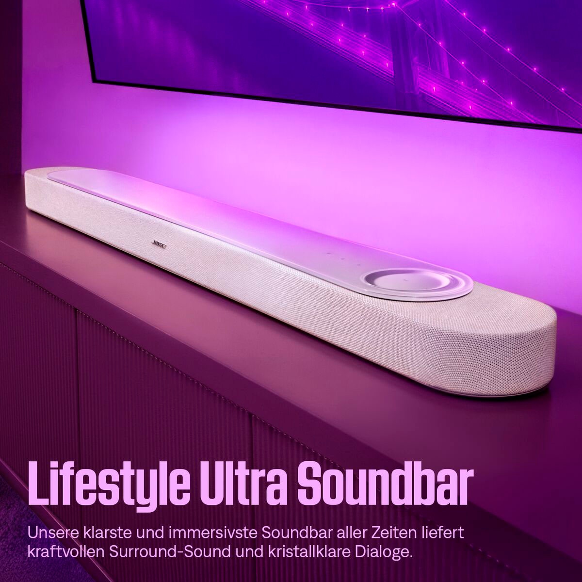 Bose Soundbar »Lifestyle Ultra« 5.1.2 (Bluetooth | WLAN 360°-Sound | App-Steuerung | Mikrofon | Mikrofon-Stummschaltung | Multiroom | Sprachsteuerung 50 W)
