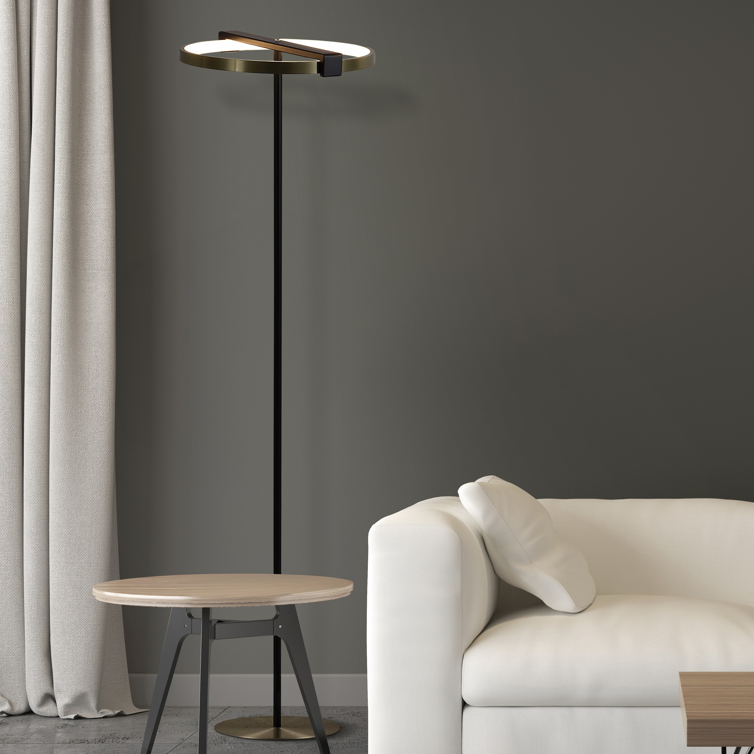 Searchlight Stehlampe »Aerial LED Floor Lamp, Gold and Black Metal« LED-Modul 1 Stk. Extra-Warmweiß