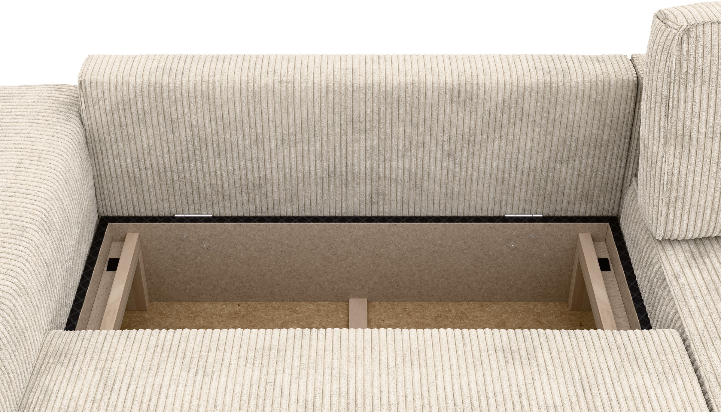 INOSIGN Ecksofa »Chance, Recamiere beidseitig montierbar, Schlaffunktion, Breite 265 cm«, in Cordstoff HYPER, mit Schlaffunktion und Bettkasten