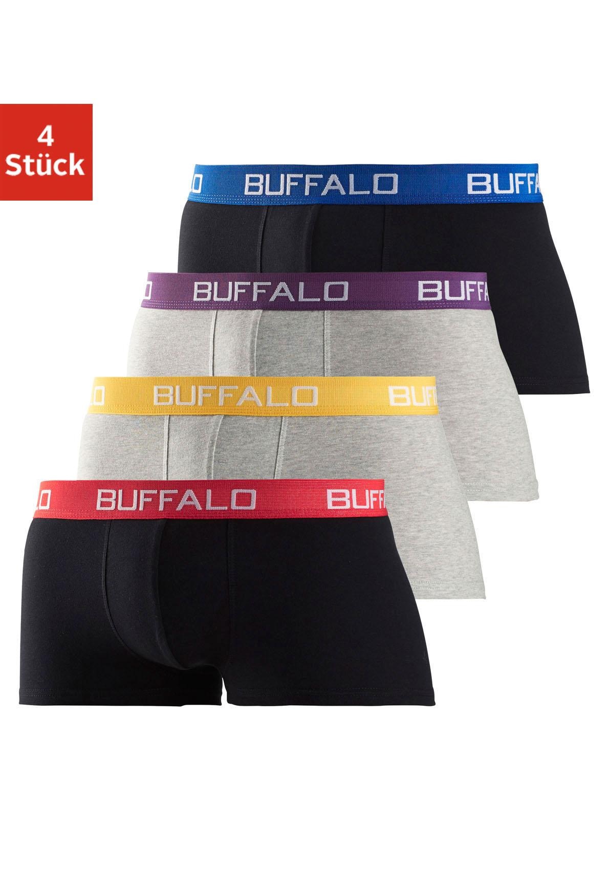 Buffalo Hipster, (Packung, 4 St.), Boxershorts mit Kontrastbund aus Baumwollmischung