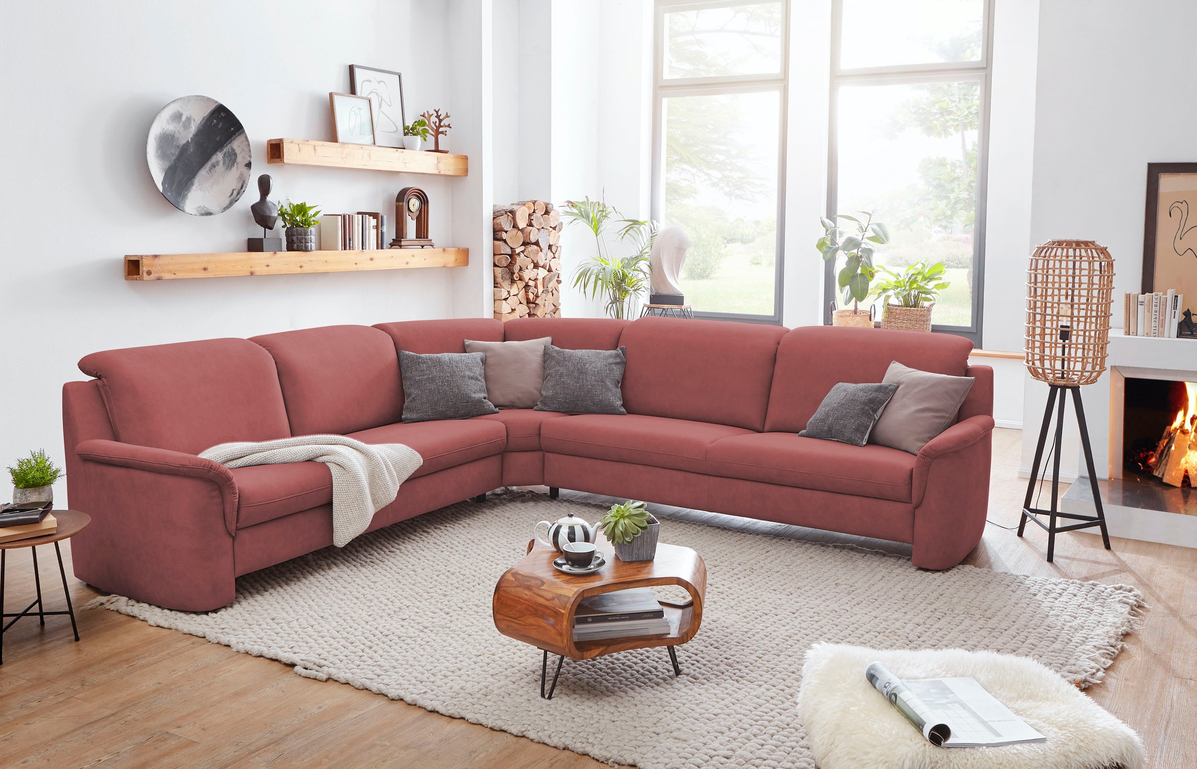 VILLA BECK Ecksofa »Garda L-Form«, (4 St.), inklusive Kopfteilverstellung, Stellmaß 309x277 cm