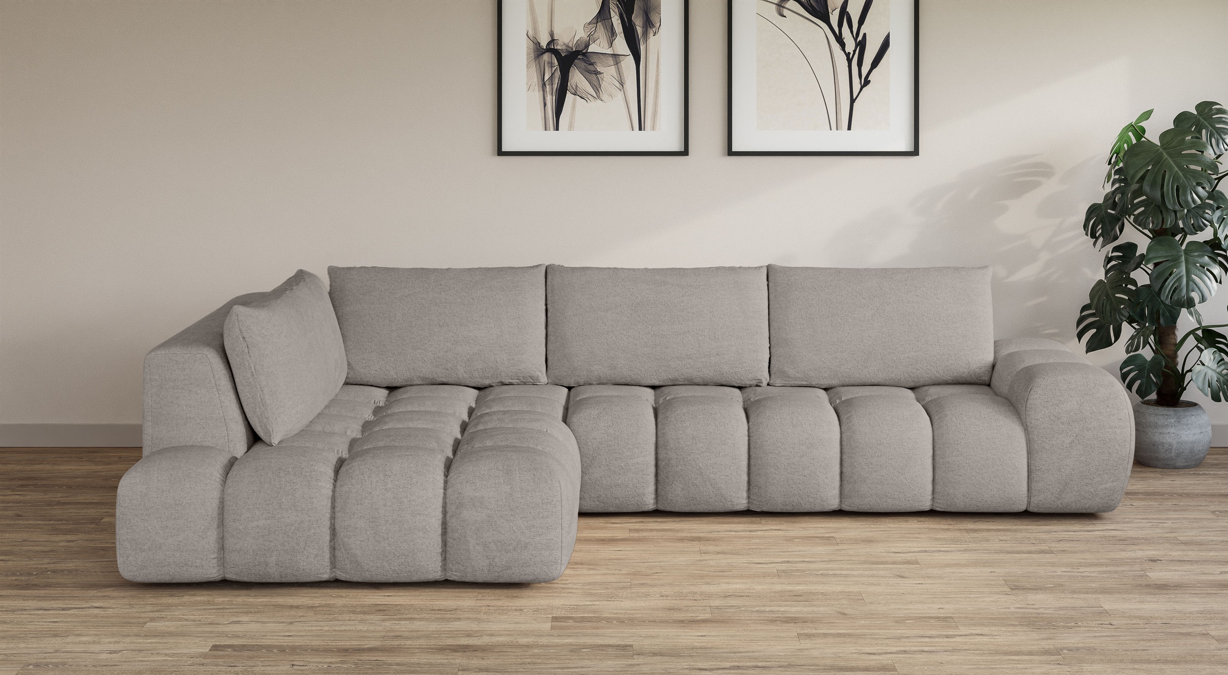 OTTO home Ecksofa "AZITA L-Form, XXL 352 cm Designsofa in Bubble-Opitk" los günstig online kaufen