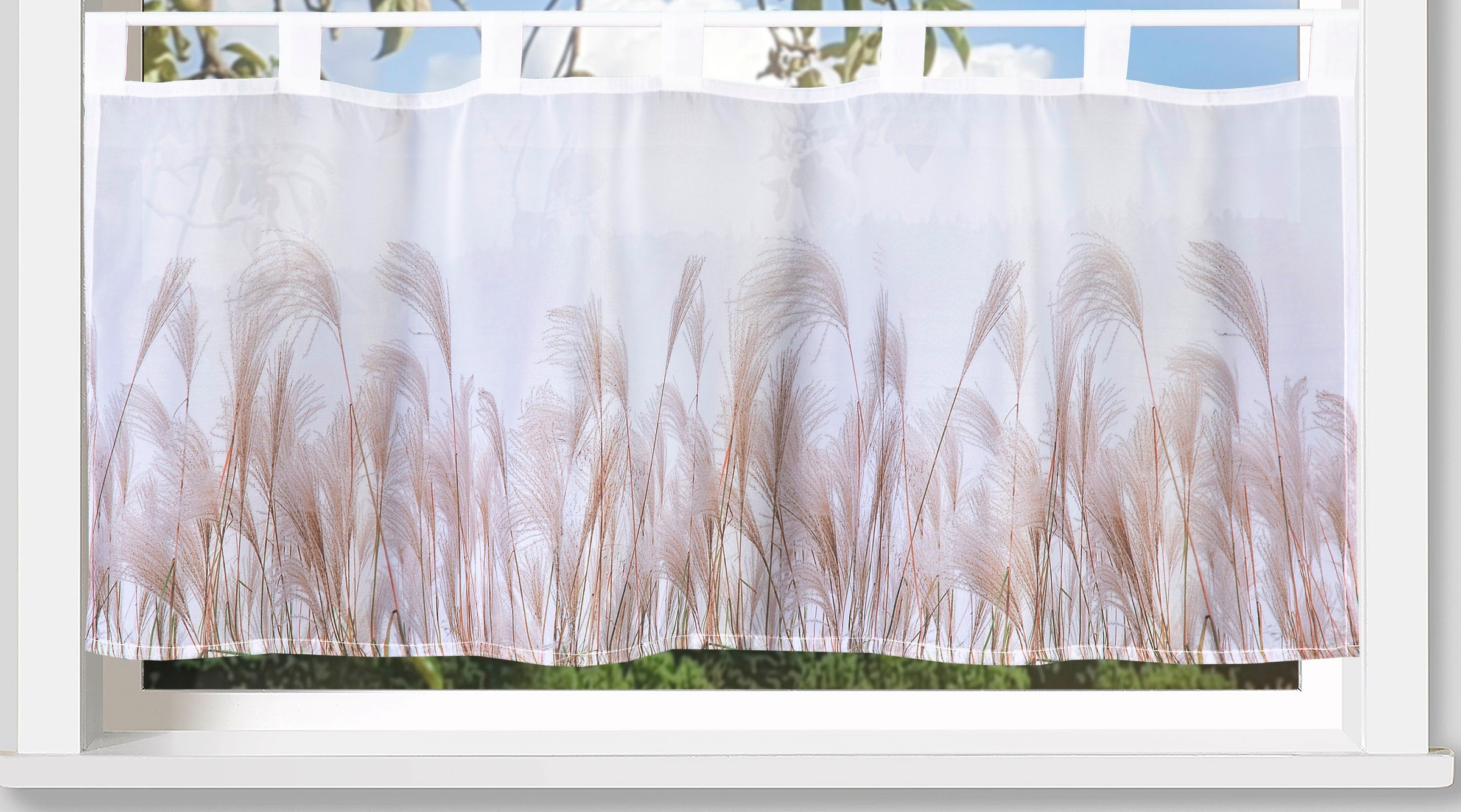 Weckbrodt Scheibengardine "Pampasgras" Schlaufen 1 Stk. tlg. Bistro, Voile, günstig online kaufen