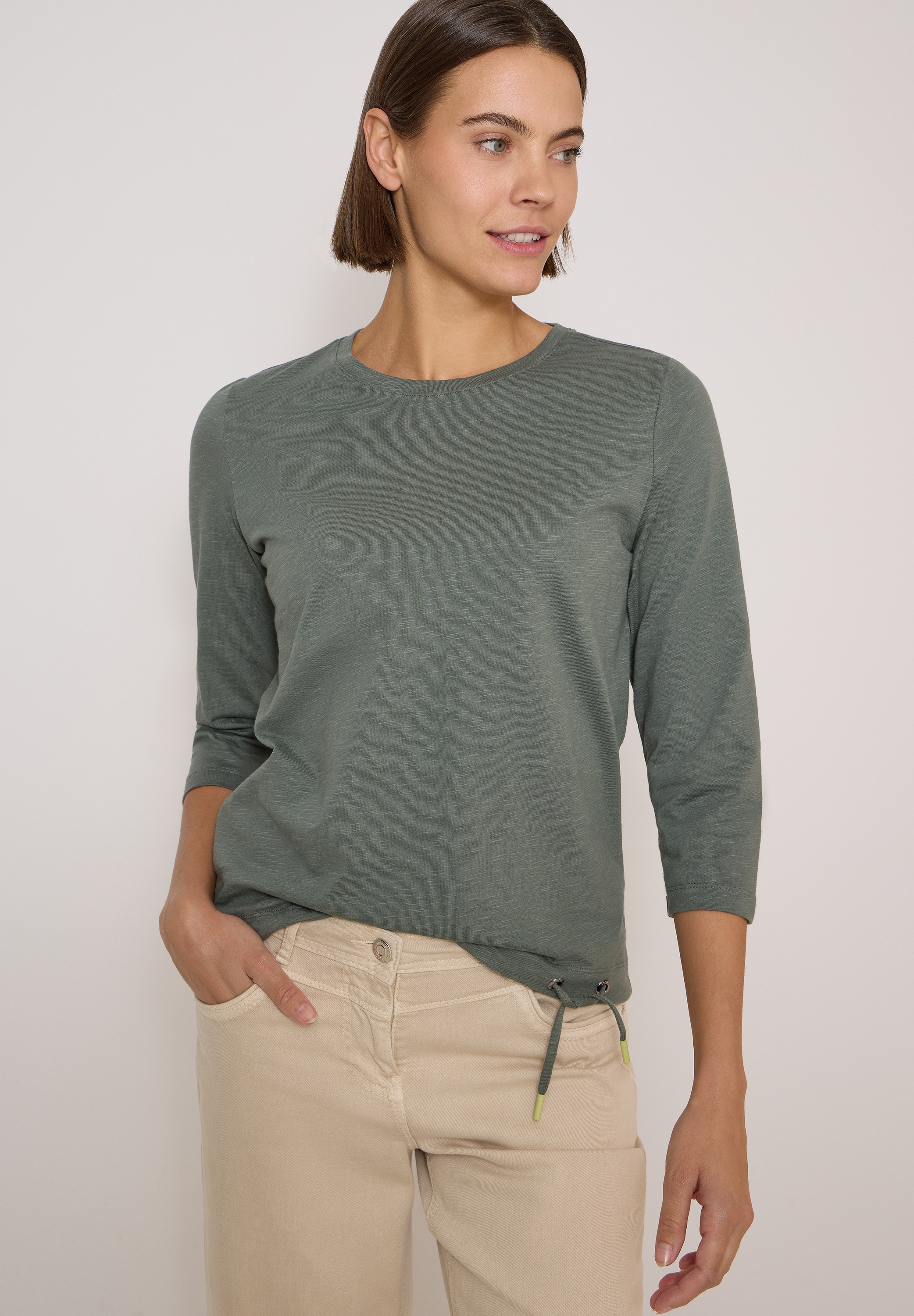 Cecil 3/4-Arm-Shirt Elastiksaum mit Knotendetail