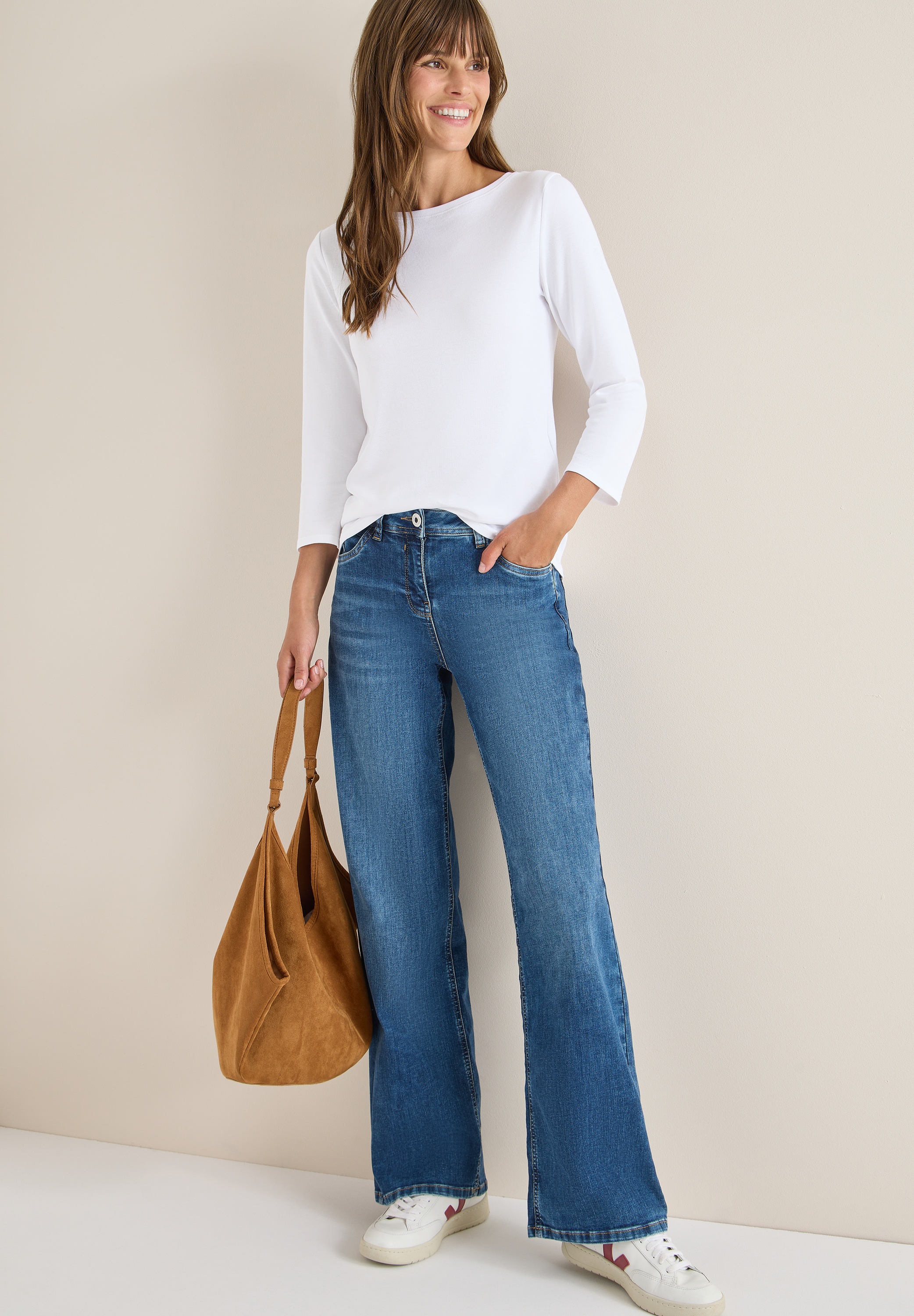 Cecil 3/4-Arm-Shirt, mit U-Boot-Ausschnitt