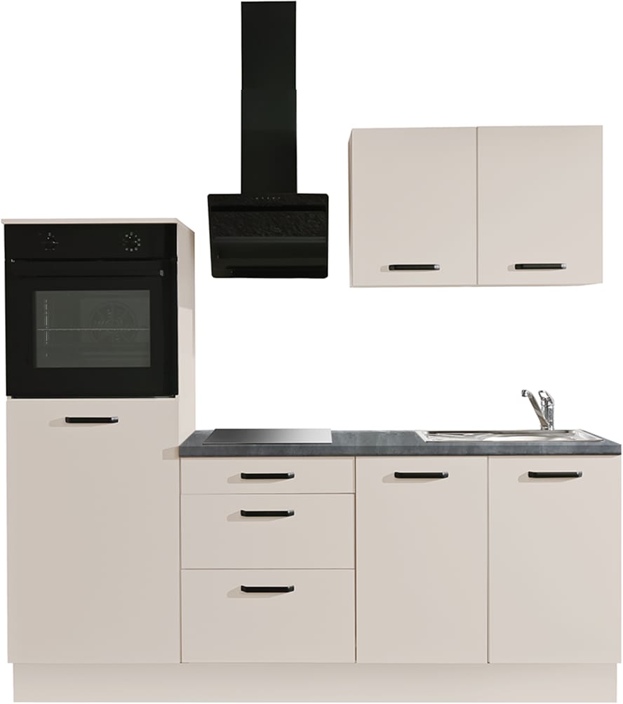 wiho Küchen "Compact: Kleines Format, große Ausstattung optional mit E-Geräten" Variante ohne Kühlschrank, Breite 210 cm