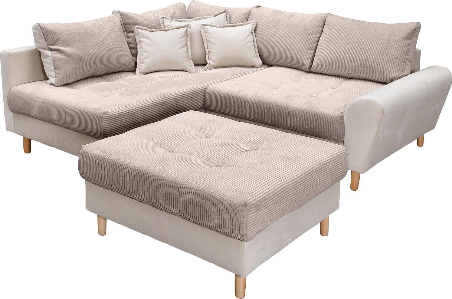 Home affaire Ecksofa "Rice L-Form inkl. Hocker", (Set, mit Hocker), mit Bon günstig online kaufen