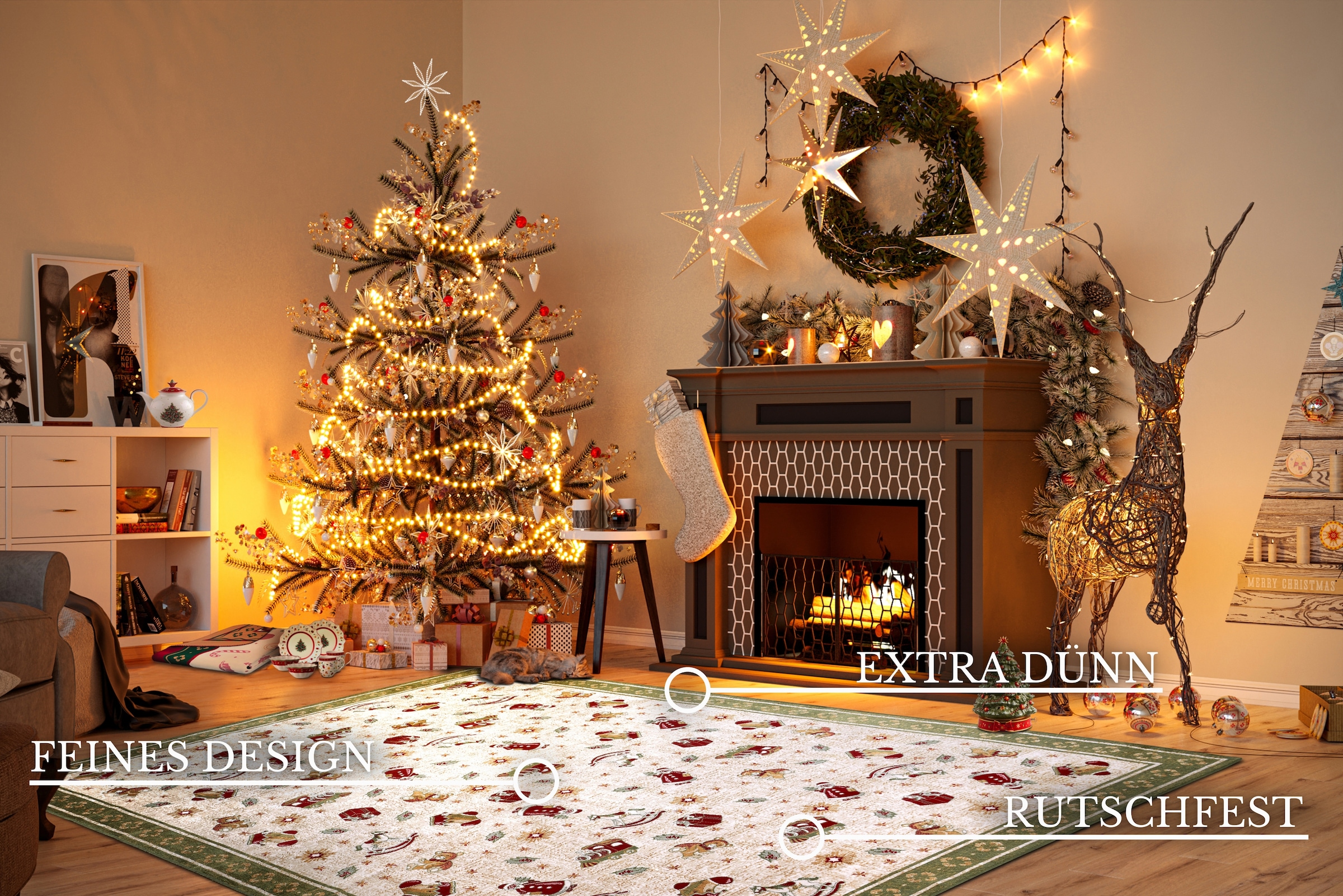 Villeroy & Boch Teppich »Nostalgic Shine Toy's Delight, eckig, rund und Läufer«, rechteckig, 6 mm Höhe, Weihnachten, Wohnzimmer, Flur, Geschenk, Toys Delight, Dekoration