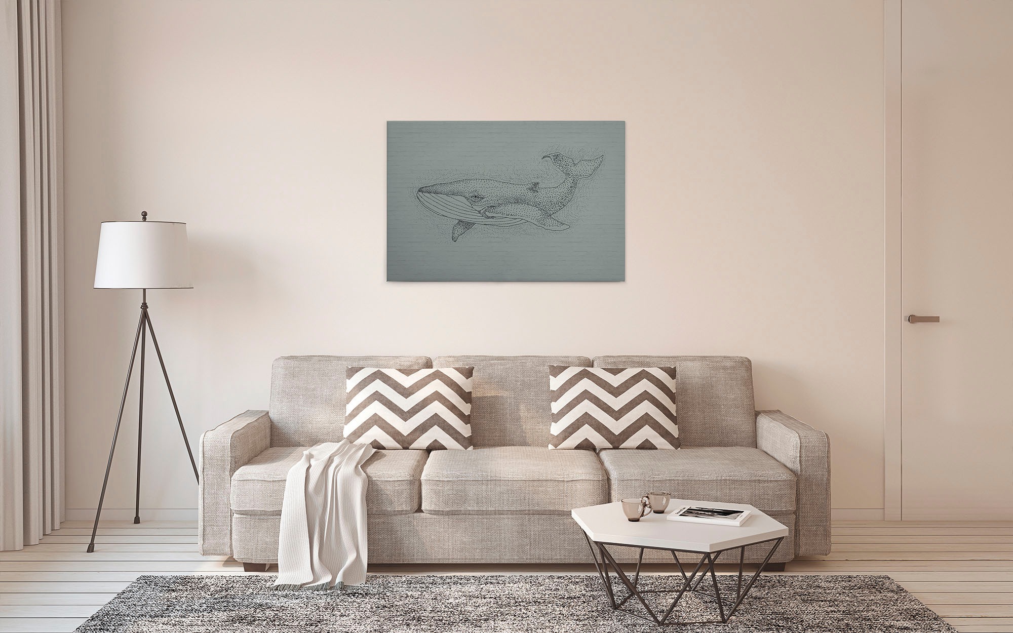 A.S. Création Leinwandbild »titan 3«, Kunst-Tiere-Kinder, (1 St.), Schwarz-Weiß Zeichnung Wal Keilrahmen Leinwand-Bild Wohnzimmer modern
