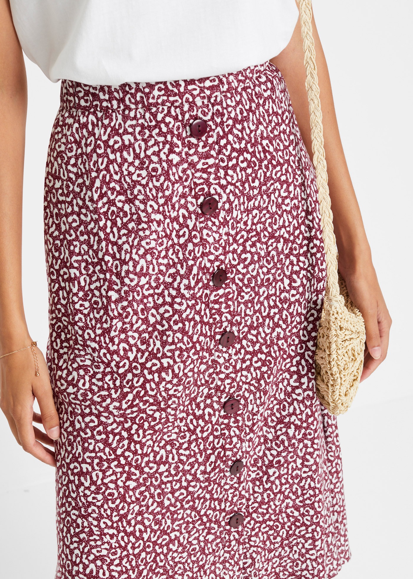 Thumbnail - bonprix Sommerrock aus Viskose, ausgestellte Passform, grafisches Muster, mit Gummizug