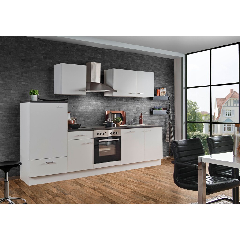Menke Küchen Küchenzeile »White Classic«, Küchenzeile mit E-Geräten, Breite 280 cm