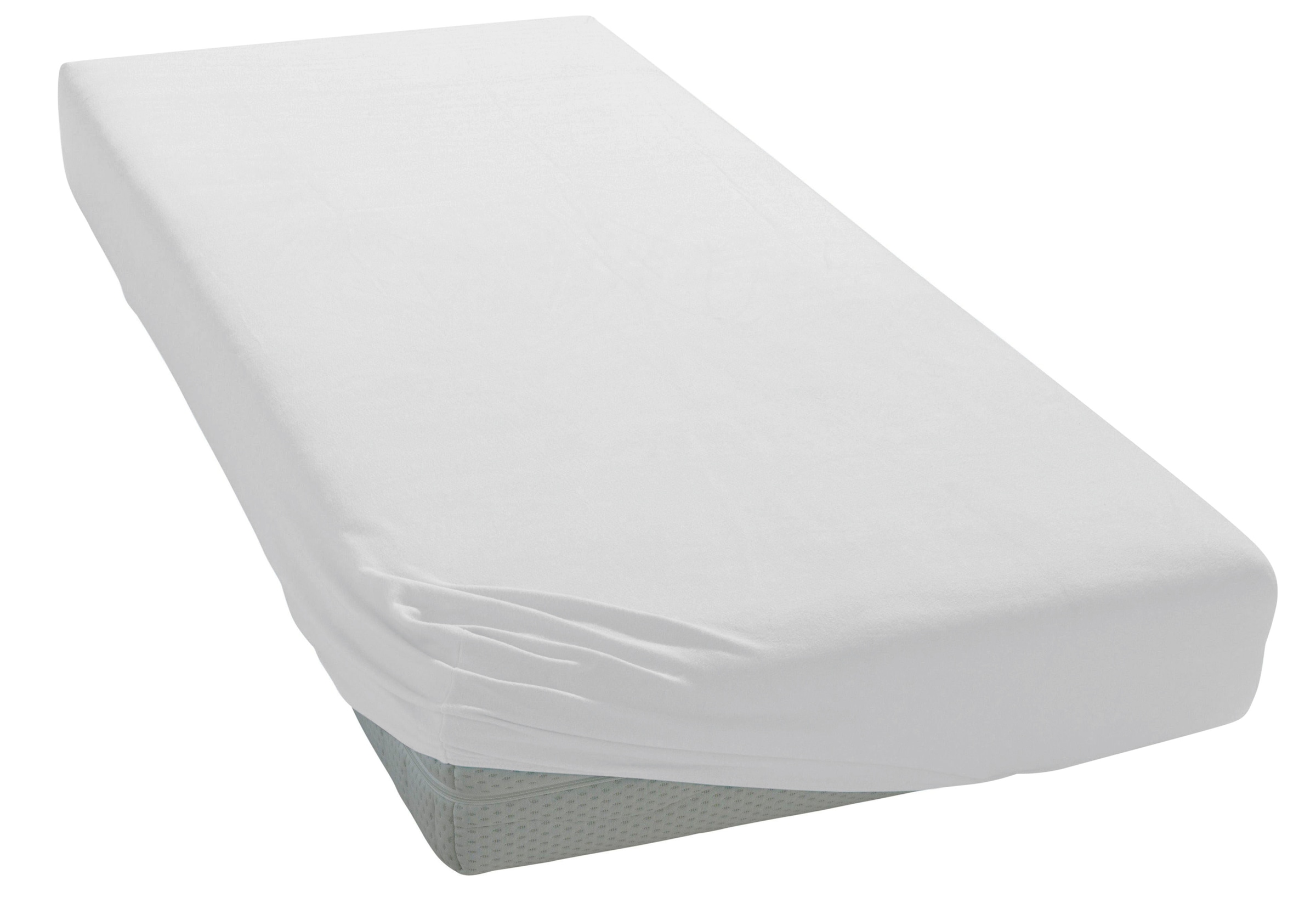 OTTO products Spannbettlaken »Jannis Bettlaken«, 97% Baumwolle, für Boxspringbetten geeignet, (1 St.), Jersey mit Elasthan, GOTS zertifiziert, für Matratzenhöhe bis zu 30 cm, mit Gummizug