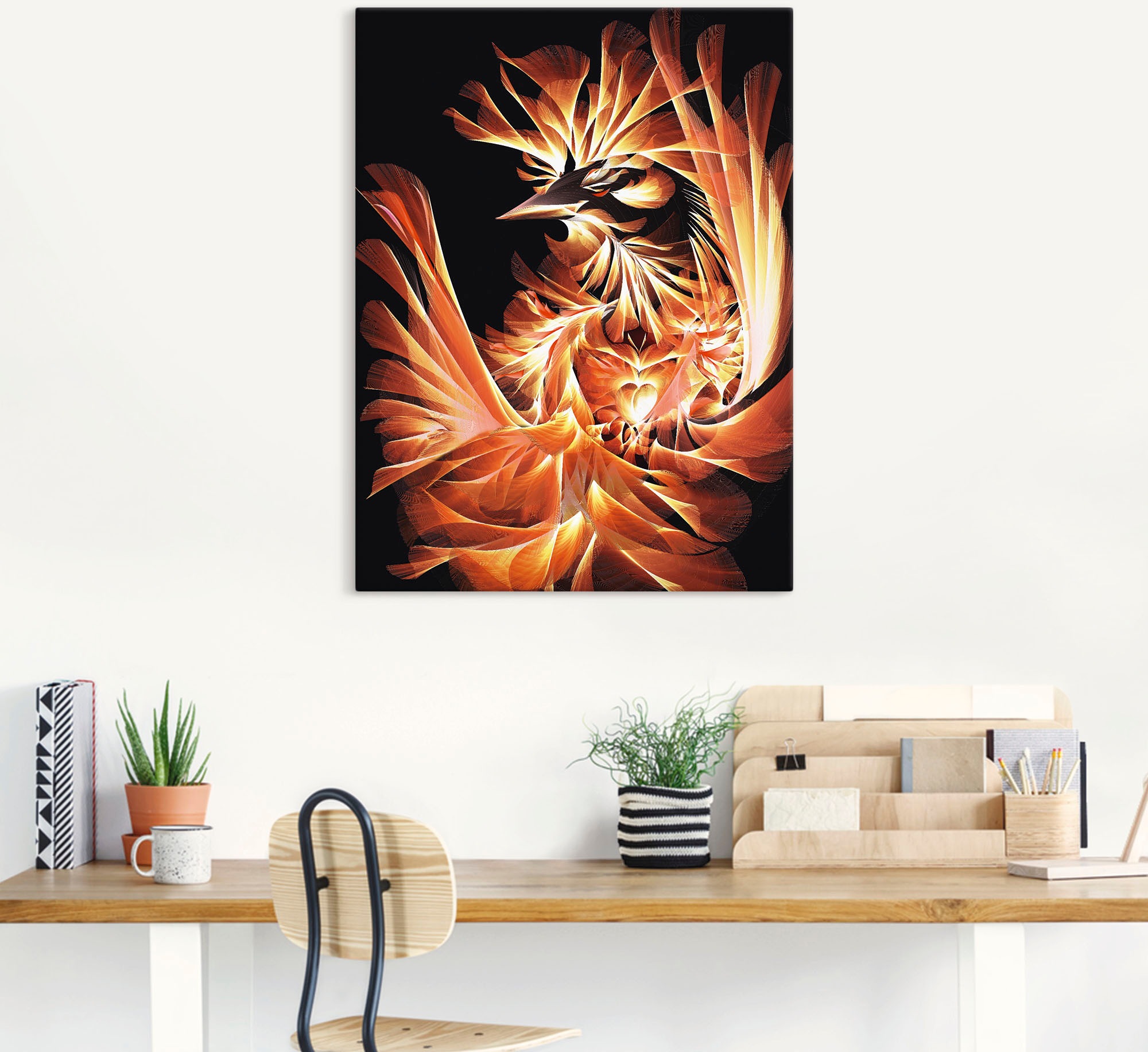 kaufen Poster Fantasy, BAUR Wandaufkleber oder (1 St.), Wandbild | Größen Leinwandbild, »Geburt als Artland Animal Alubild, des versch. Feuervogels«, in