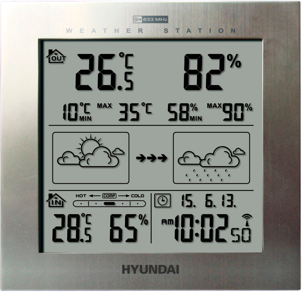 Hyundai Wetterstation »Hyundai WS2244W«, (mit Außensensor)