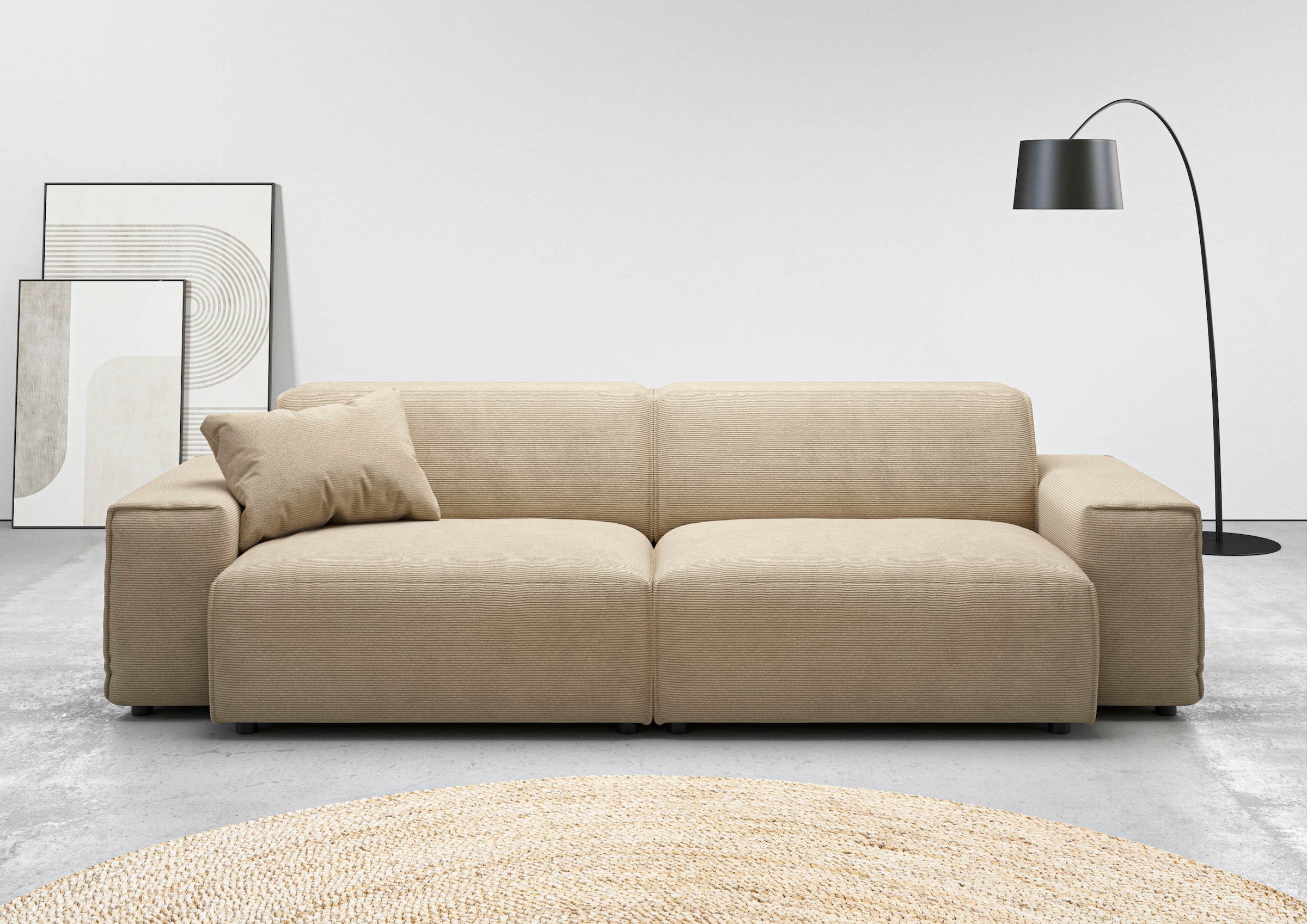 Home affaire Big-Sofa "Glimminge auch in Breitcord, Feincord + Easy care-Bezug," besondere Kedernähte Zierkissen
