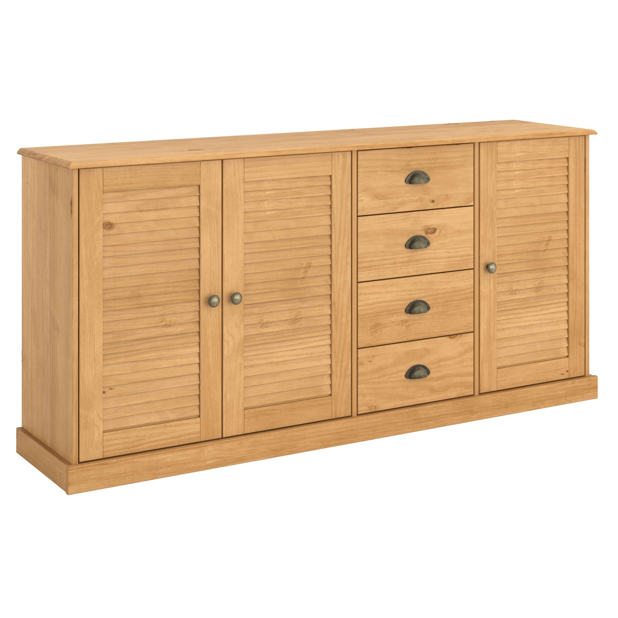OTTO home Sideboard »Turia, mit Lamellentüren« Kommode aus massivem Kiefernholz, FSC®, 4 Schubkasten, Breite 166 cm