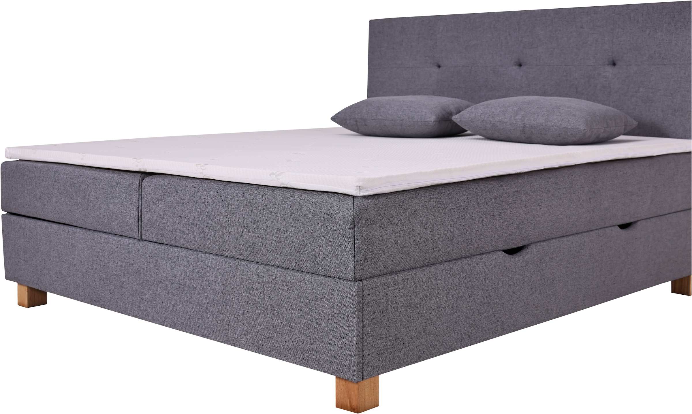 Home affaire Boxbett »Oyré inkl. Bettkasten, erhältlich in der Größe 180x200cm« mit Holzfüße in eichefarben